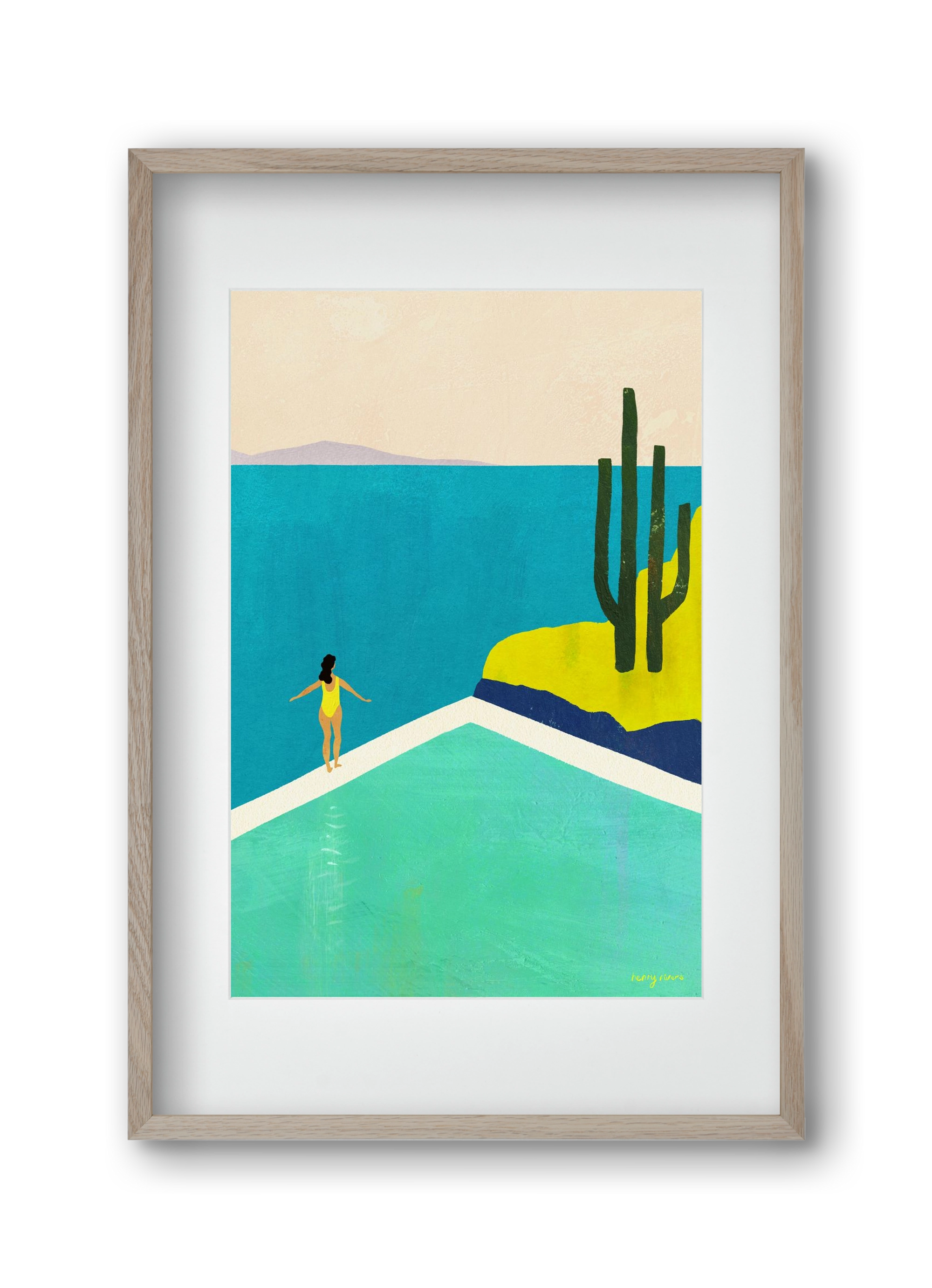 Swimming Pool II, 30x45 cm (20x30 cm), Tölgy keret, paszpartuval