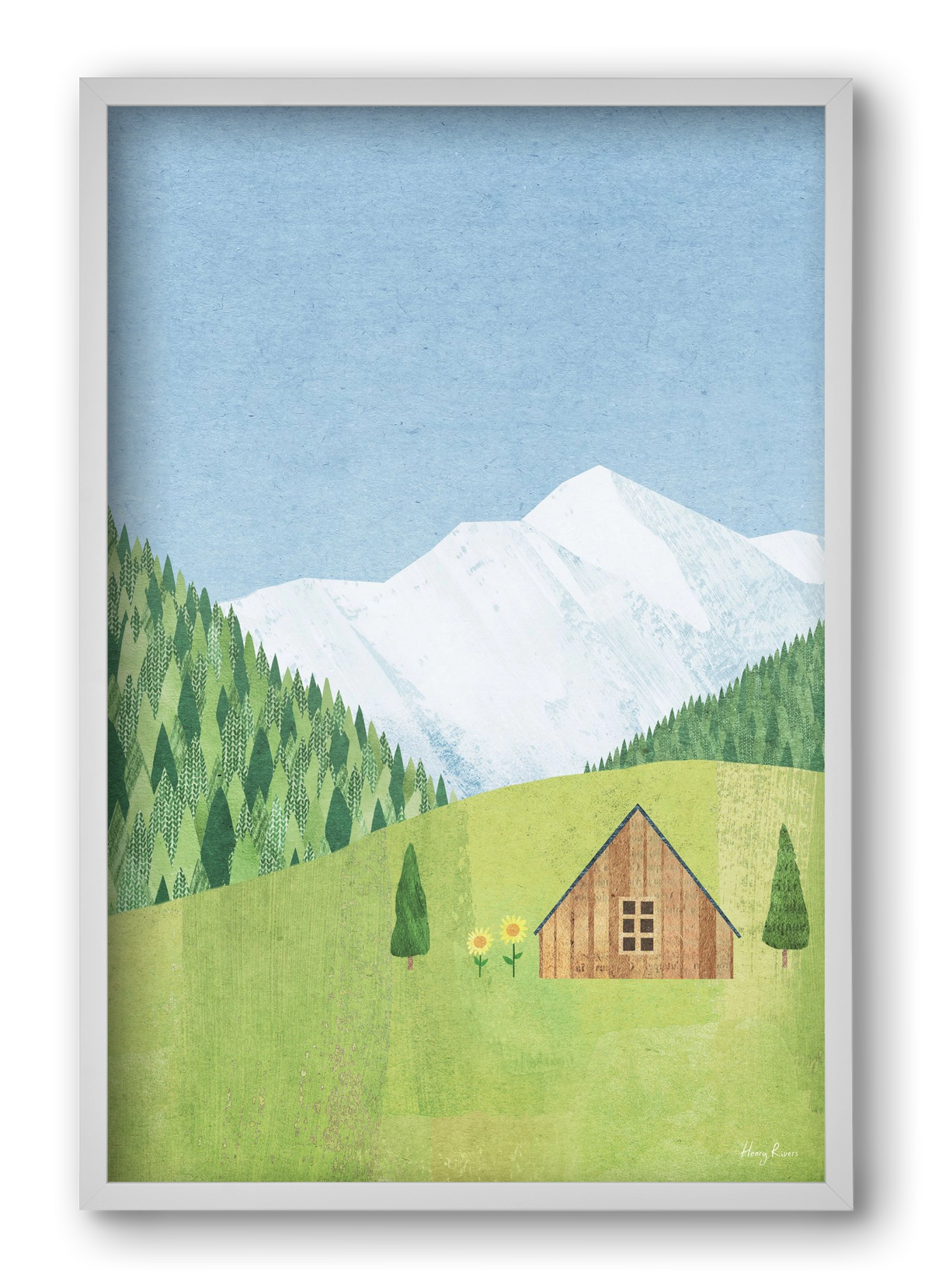 Meadow cabin, 40x60 cm (40x60 cm), Fehér keret