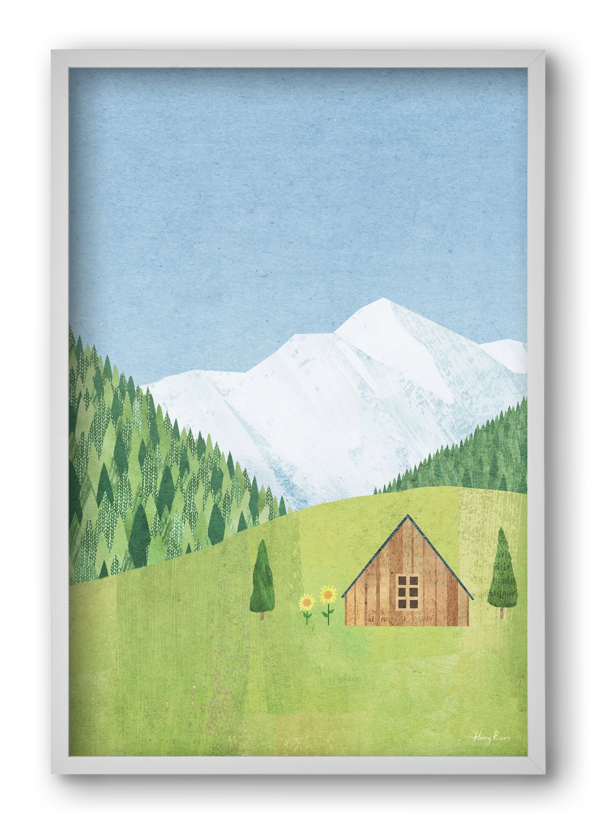 Meadow cabin, 40x60 cm (40x60 cm), Fehér keret