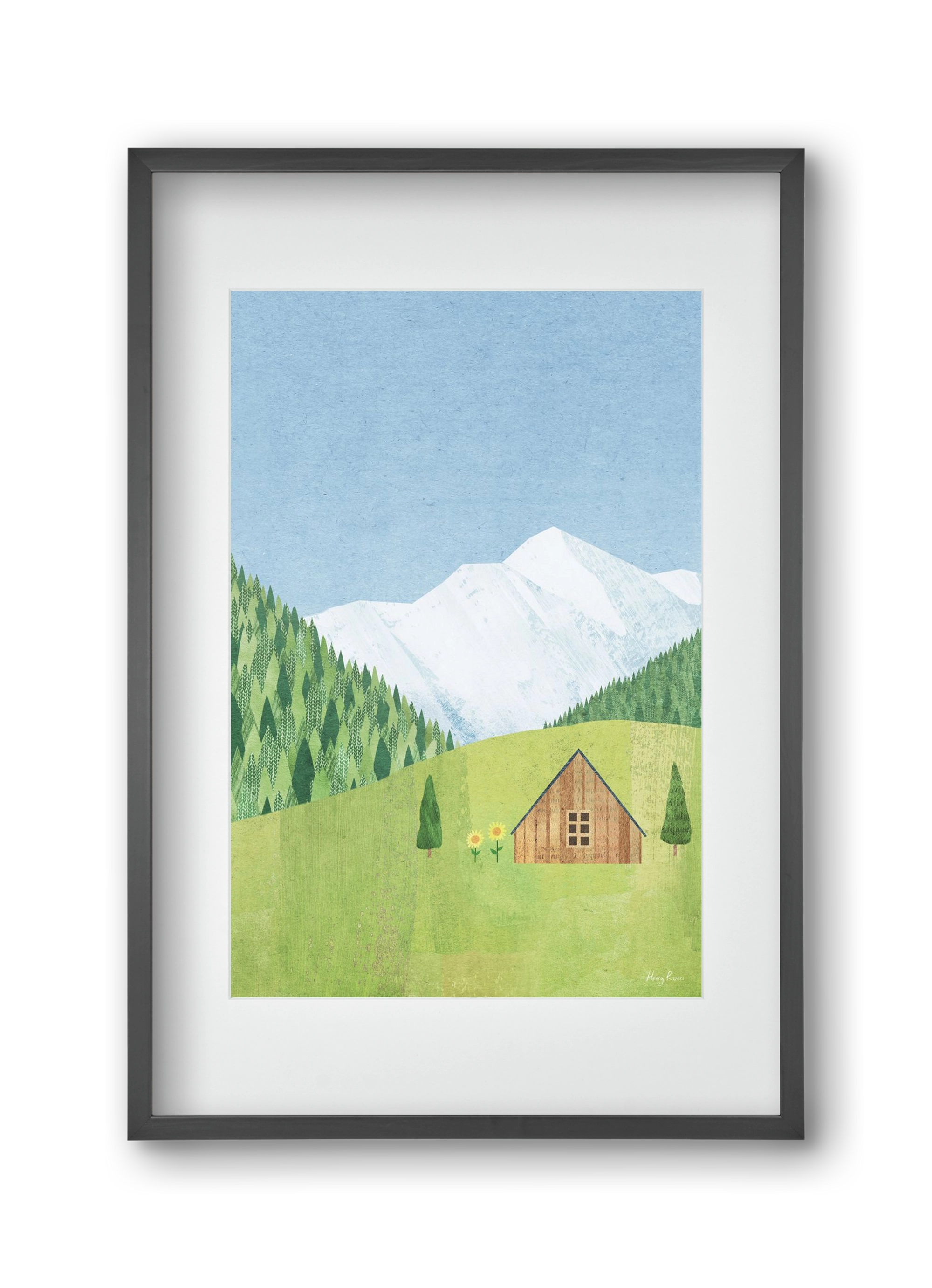 Meadow cabin, 30x45 cm (20x30 cm), Fekete keret, paszpartuval