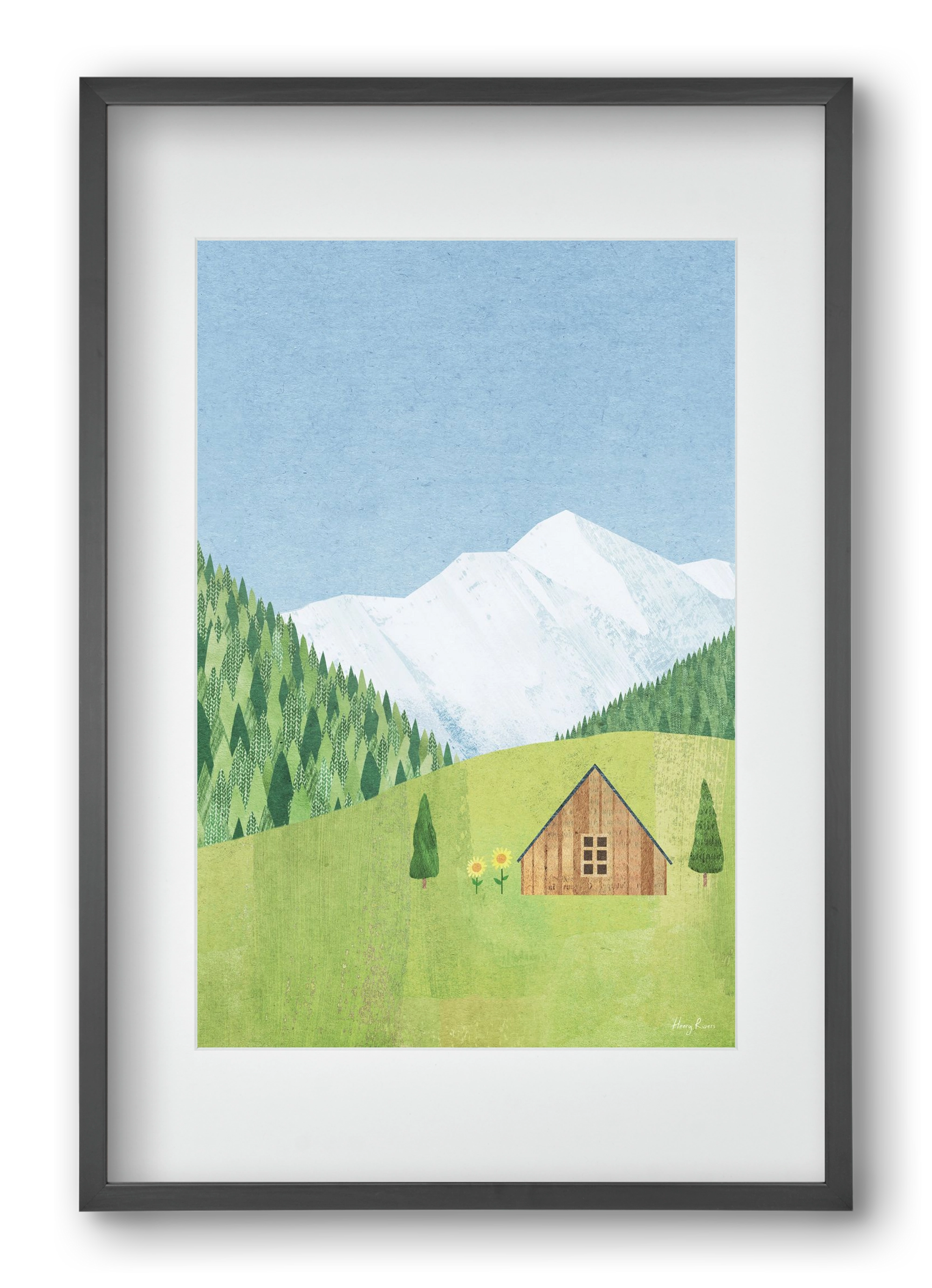 Meadow cabin, 40x60 cm (30x45 cm), Fekete keret, paszpartuval