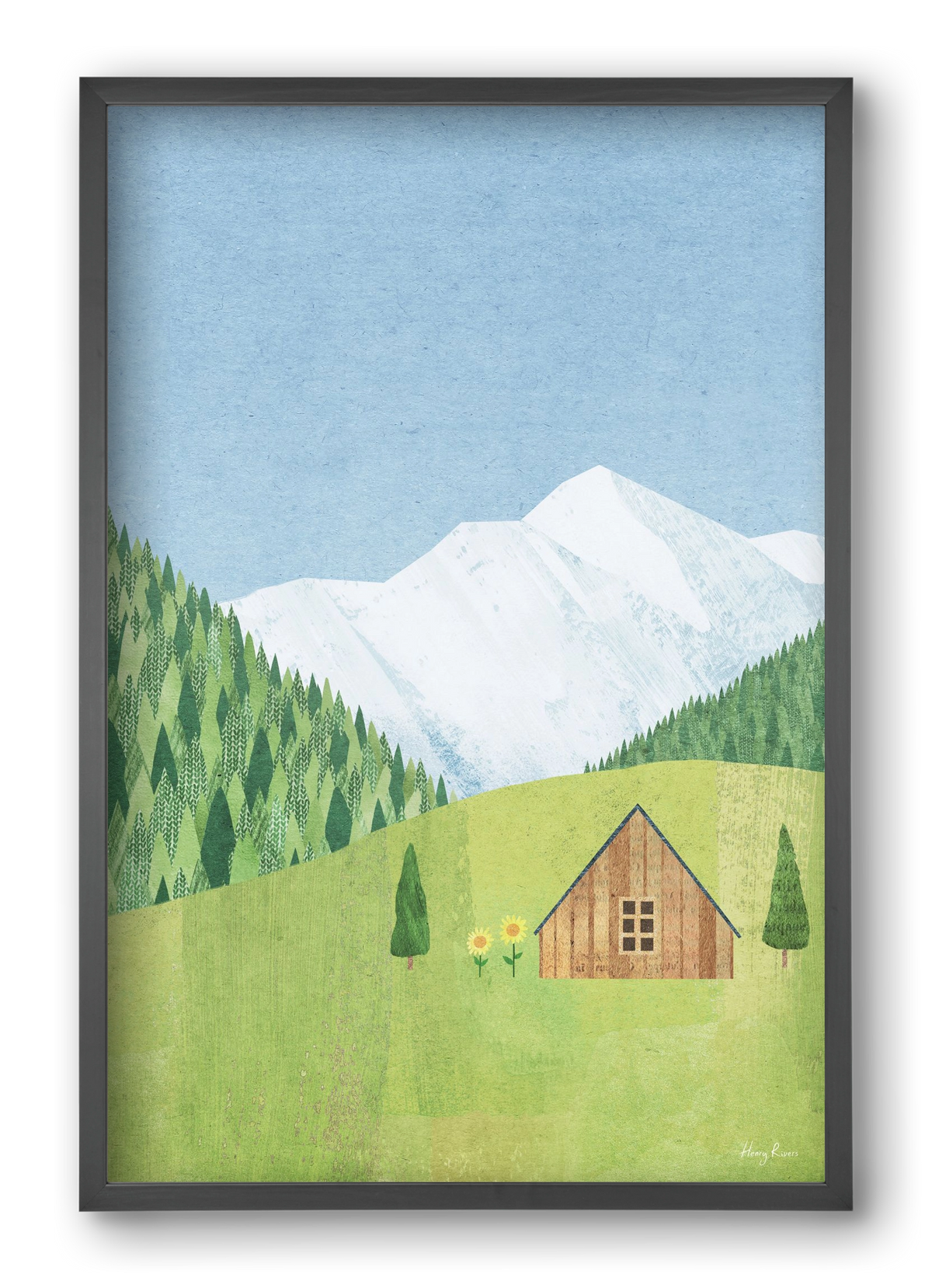 Meadow cabin, 40x60 cm (40x60 cm), Fekete keret