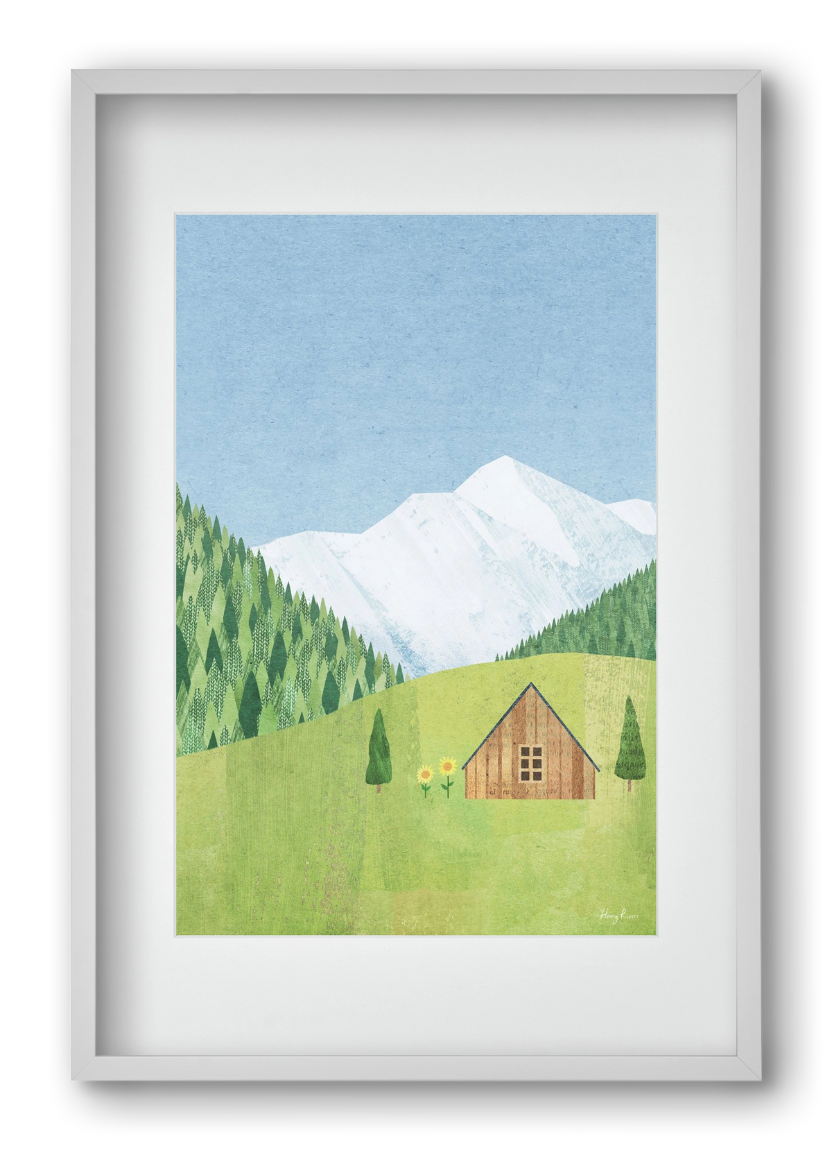 Meadow cabin, 40x60 cm (30x45 cm), Fehér keret, paszpartuval