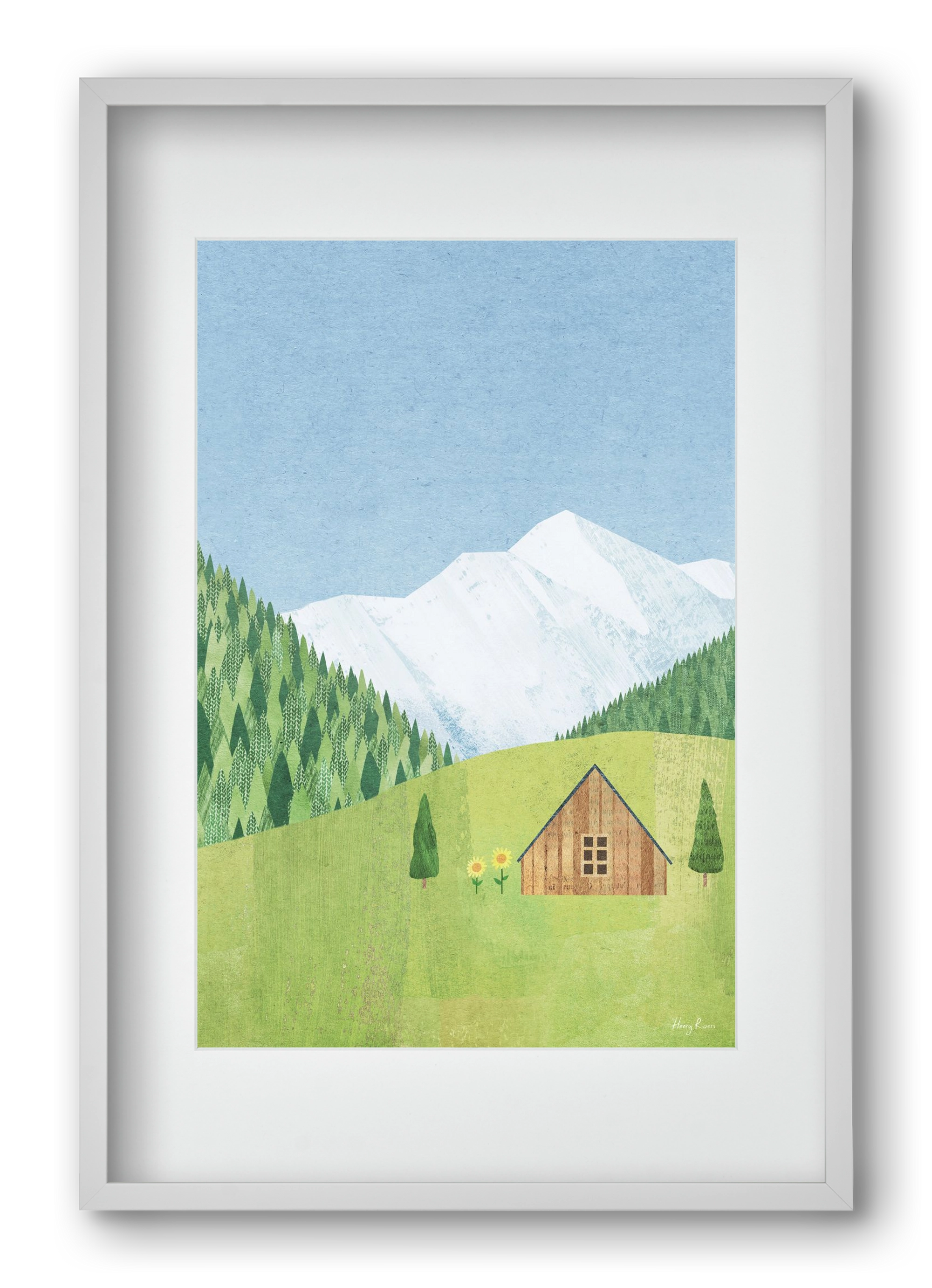 Meadow cabin, 40x60 cm (30x45 cm), Fehér keret, paszpartuval