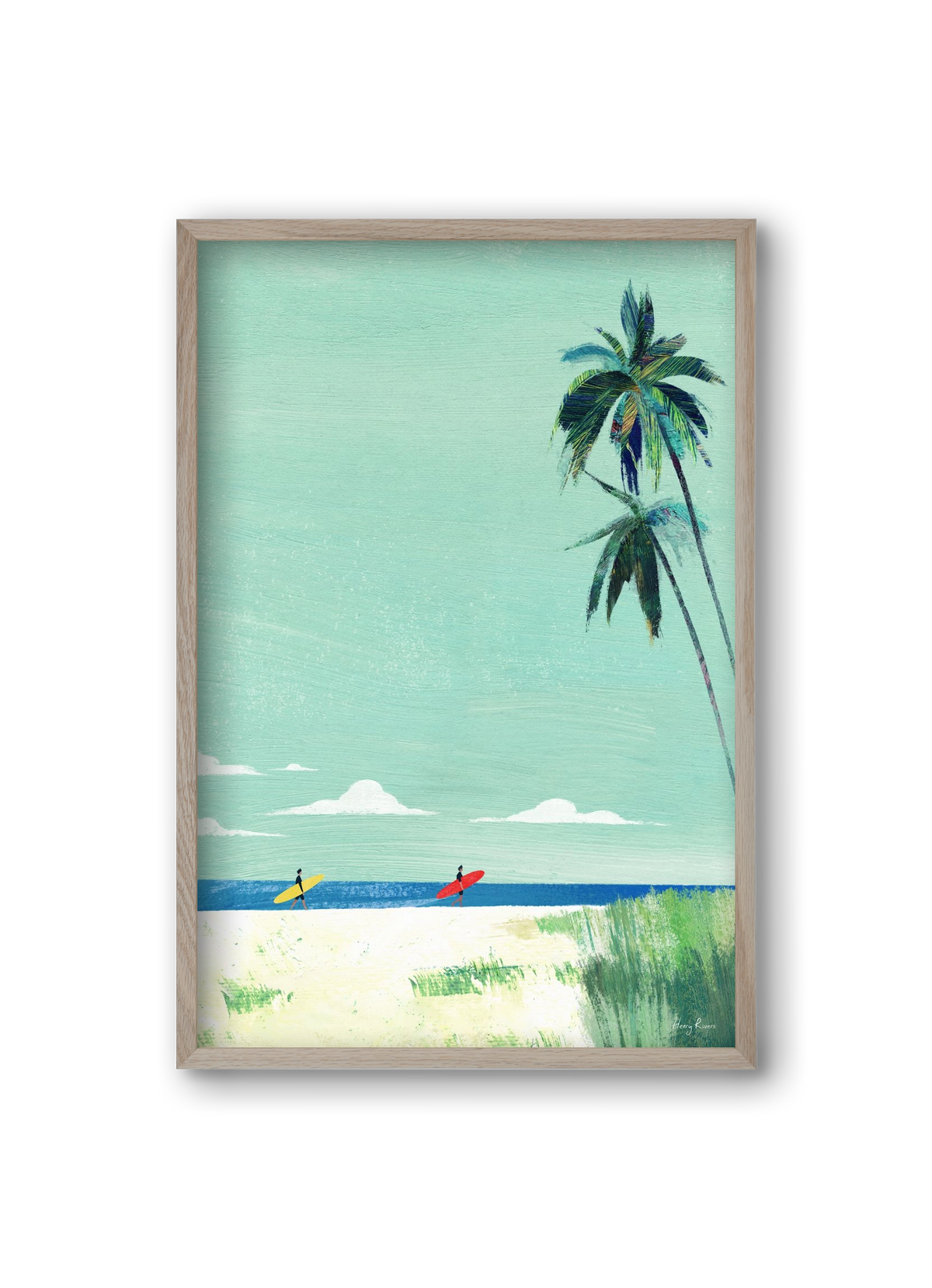 Surf buddies, 20x30 cm (20x30 cm), Tölgy keret