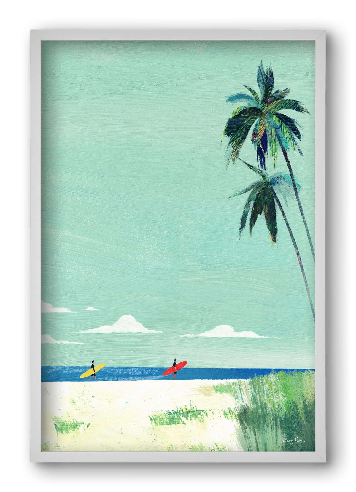 Surf buddies, 40x60 cm (40x60 cm), Fehér keret