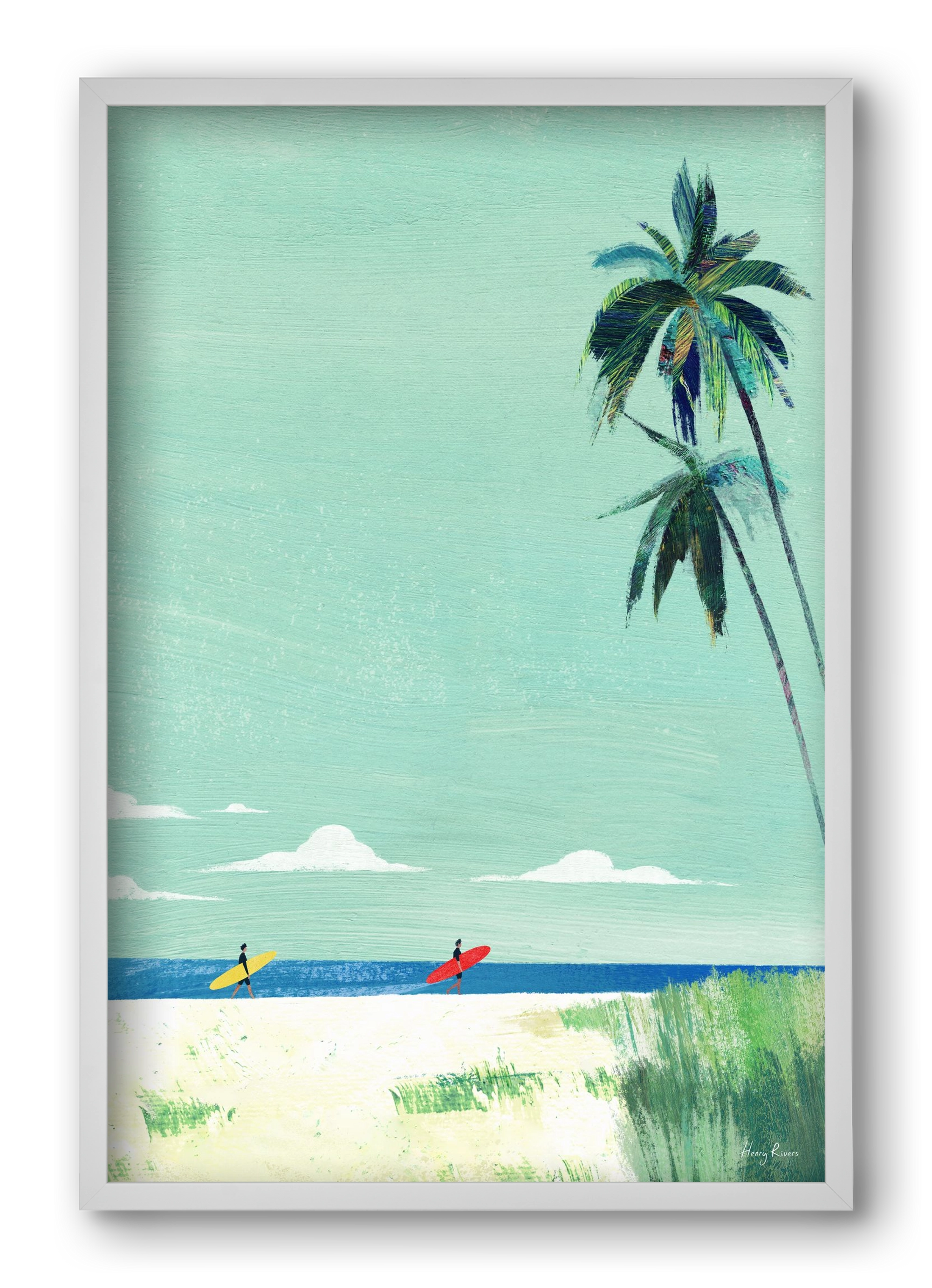 Surf buddies, 40x60 cm (40x60 cm), Fehér keret