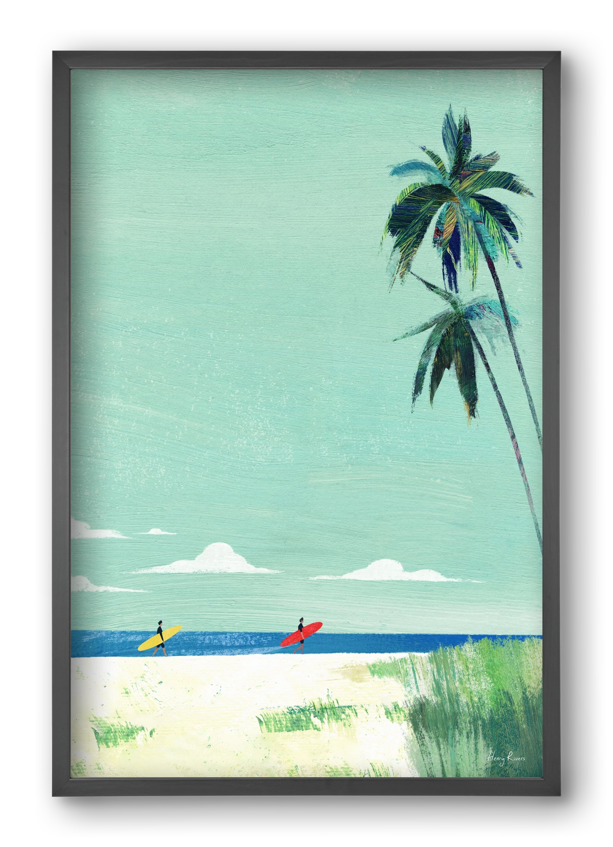 Surf buddies, 40x60 cm (40x60 cm), Fekete keret