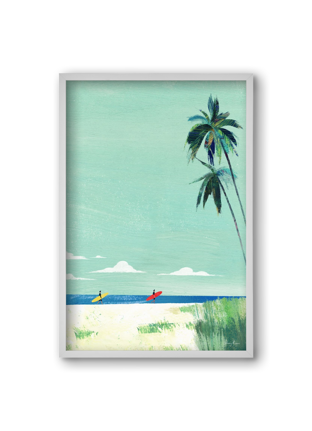 Surf buddies, 20x30 cm (20x30 cm), Fehér keret