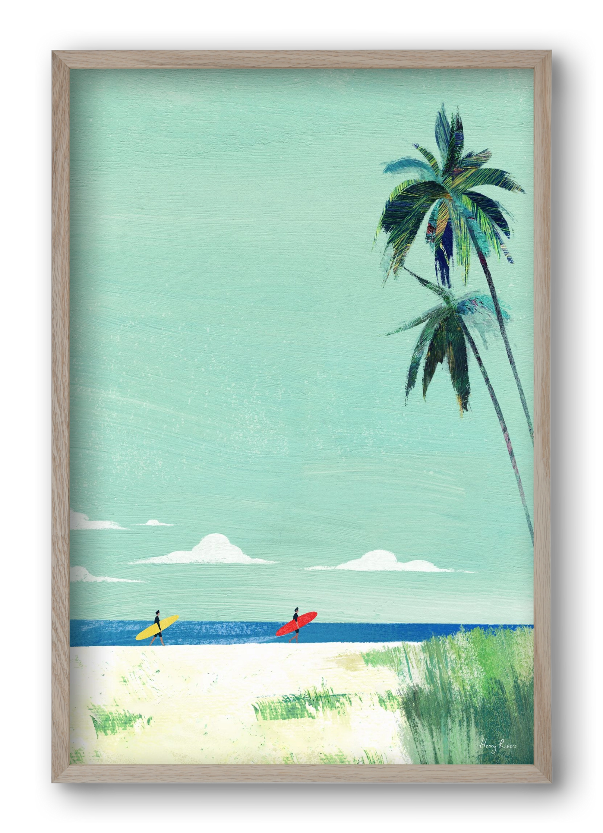 Surf buddies, 40x60 cm (40x60 cm), Tölgy keret