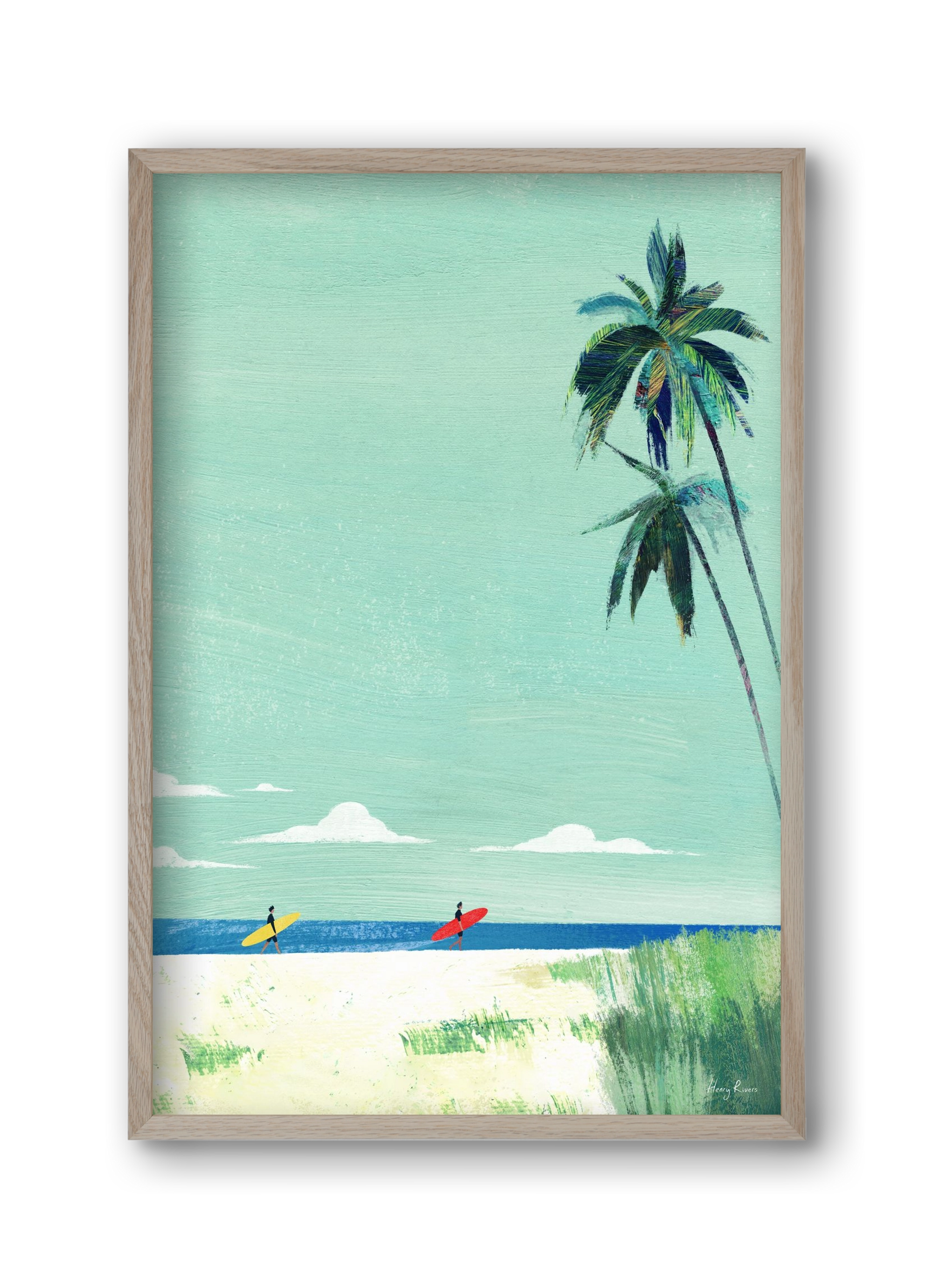 Surf buddies, 30x45 cm (30x45 cm), Tölgy keret