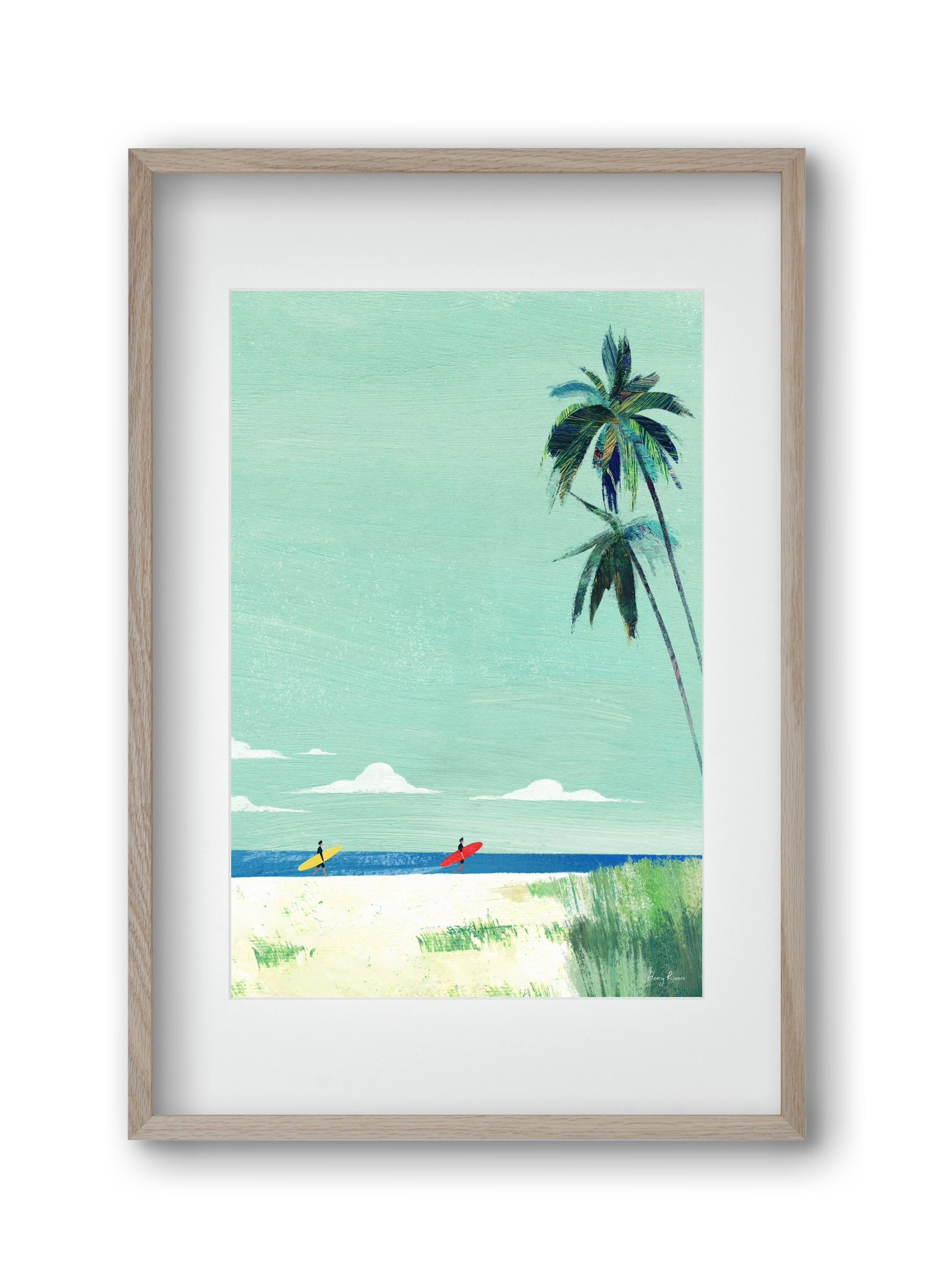 Surf buddies, 30x45 cm (20x30 cm), Tölgy keret, paszpartuval