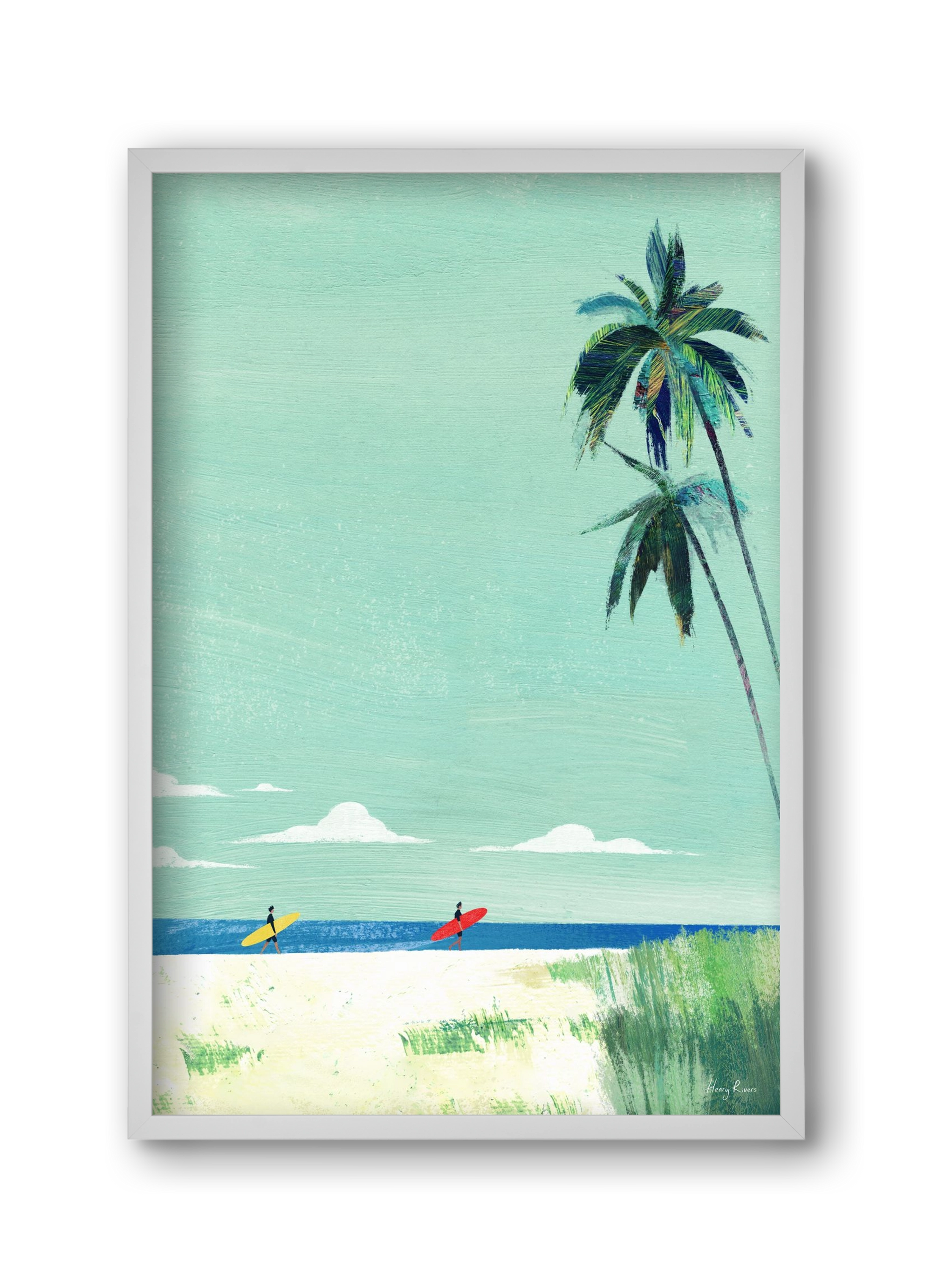 Surf buddies, 30x45 cm (30x45 cm), Fehér keret