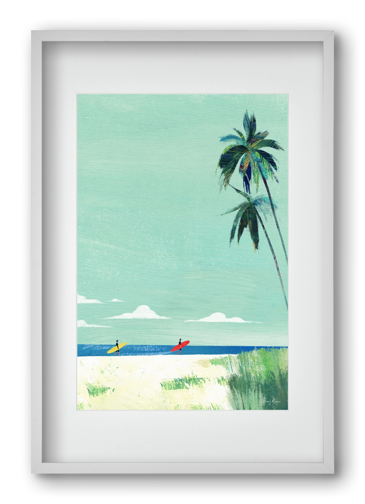 Surf buddies, 40x60 cm (30x45 cm), Fehér keret, paszpartuval