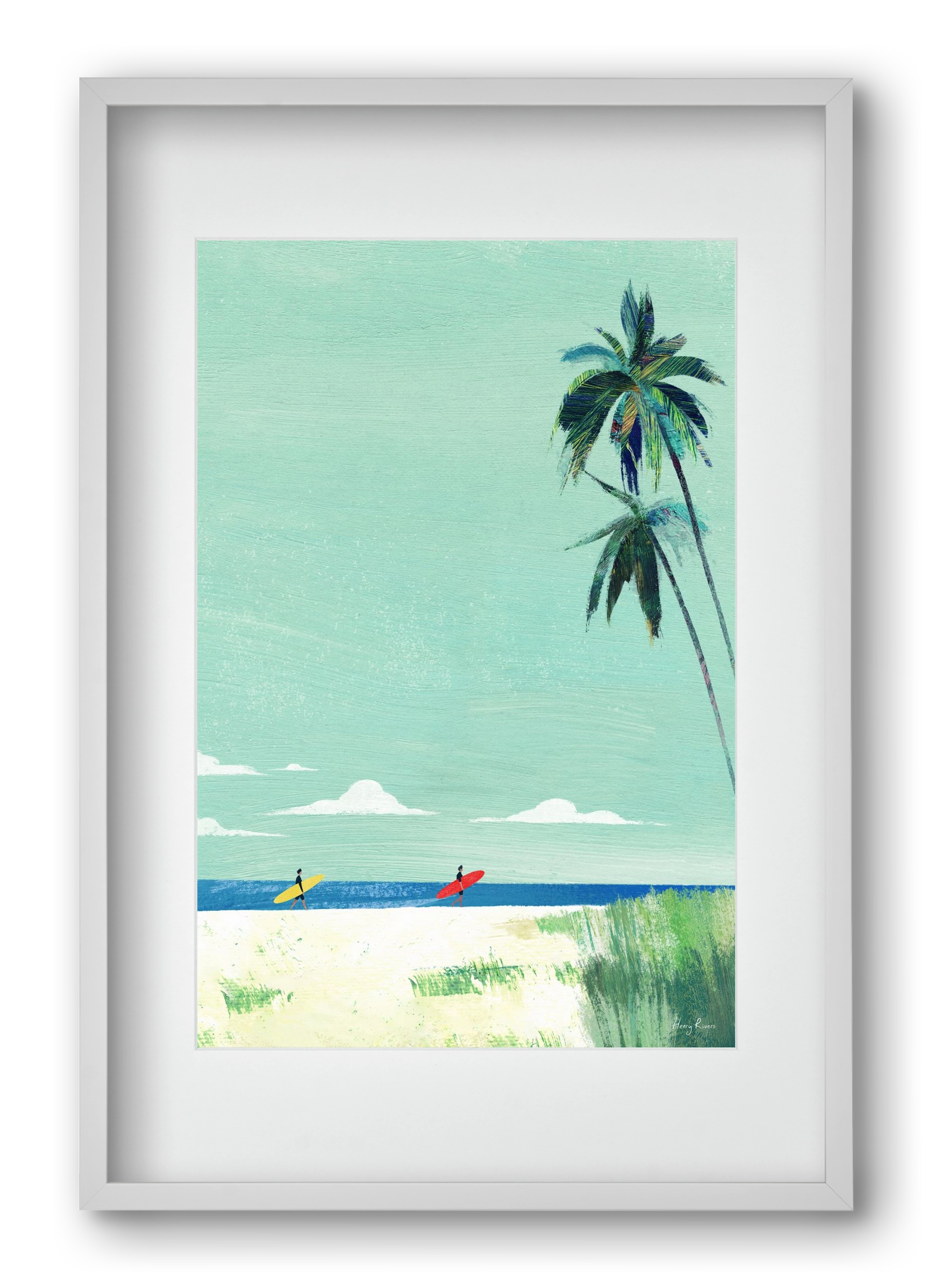 Surf buddies, 40x60 cm (30x45 cm), Fehér keret, paszpartuval