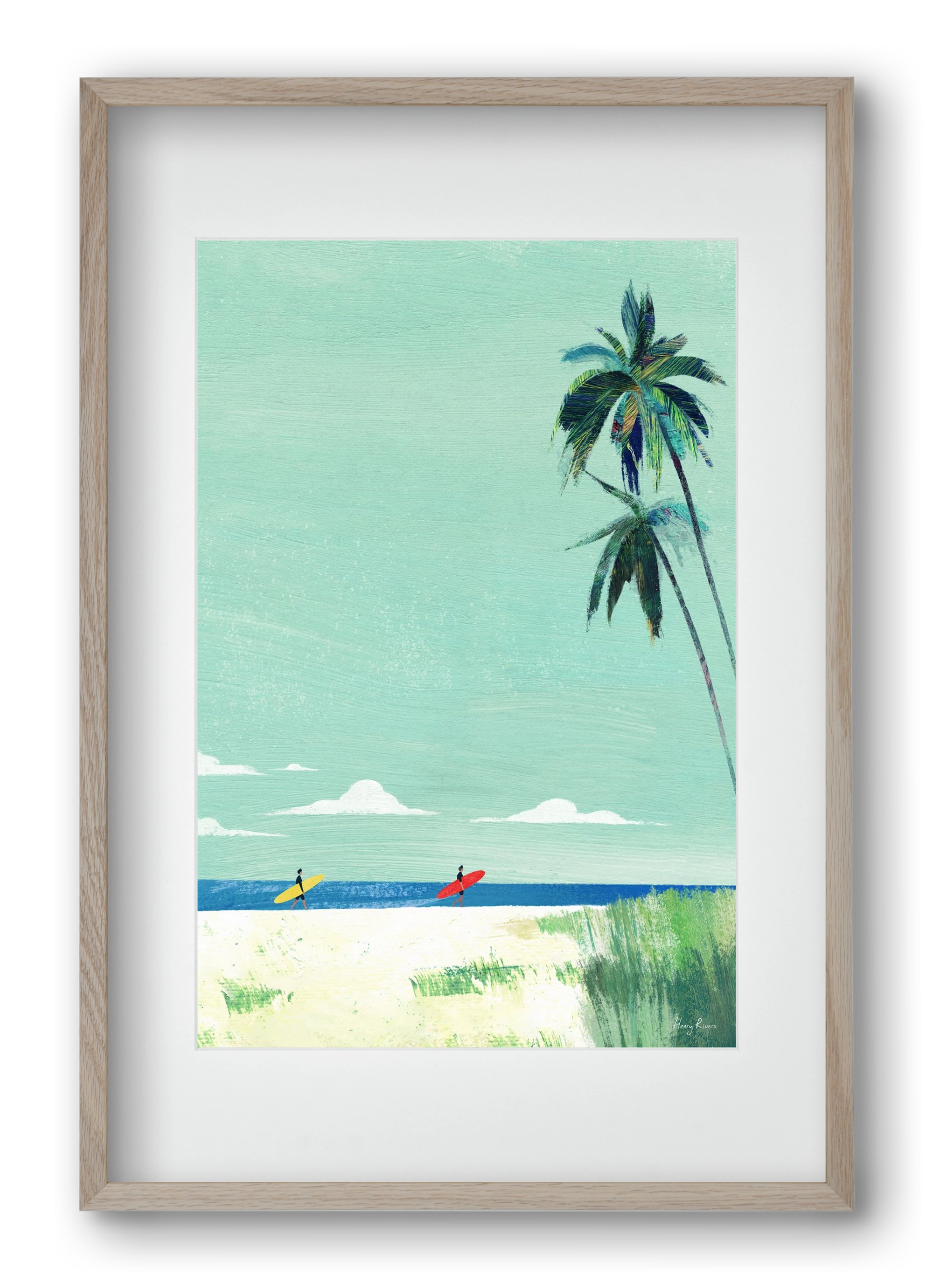 Surf buddies, 40x60 cm (30x45 cm), Tölgy keret, paszpartuval