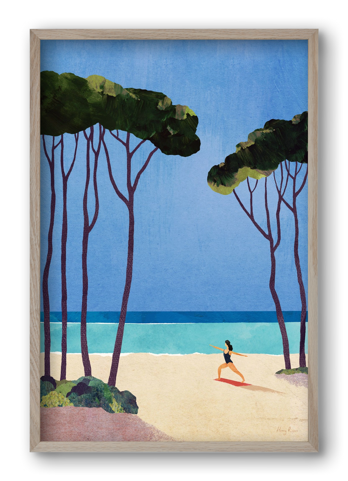 Beach Yoga, 40x60 cm (40x60 cm), Tölgy keret