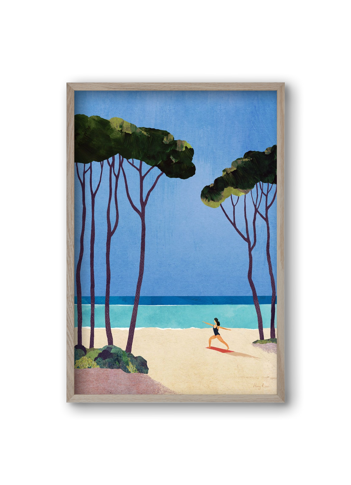 Beach Yoga, 20x30 cm (20x30 cm), Tölgy keret