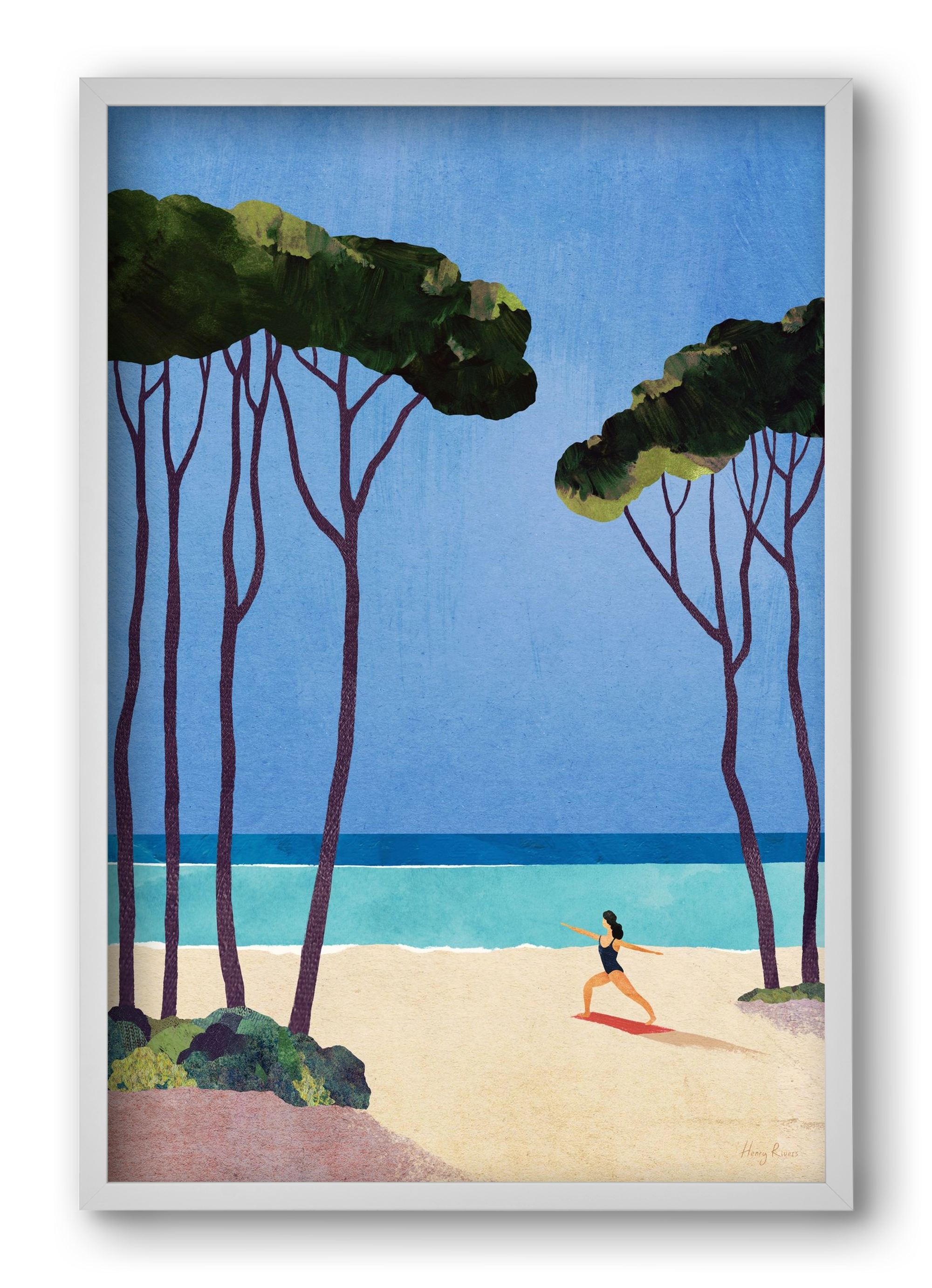 Beach Yoga, 40x60 cm (40x60 cm), Fehér keret
