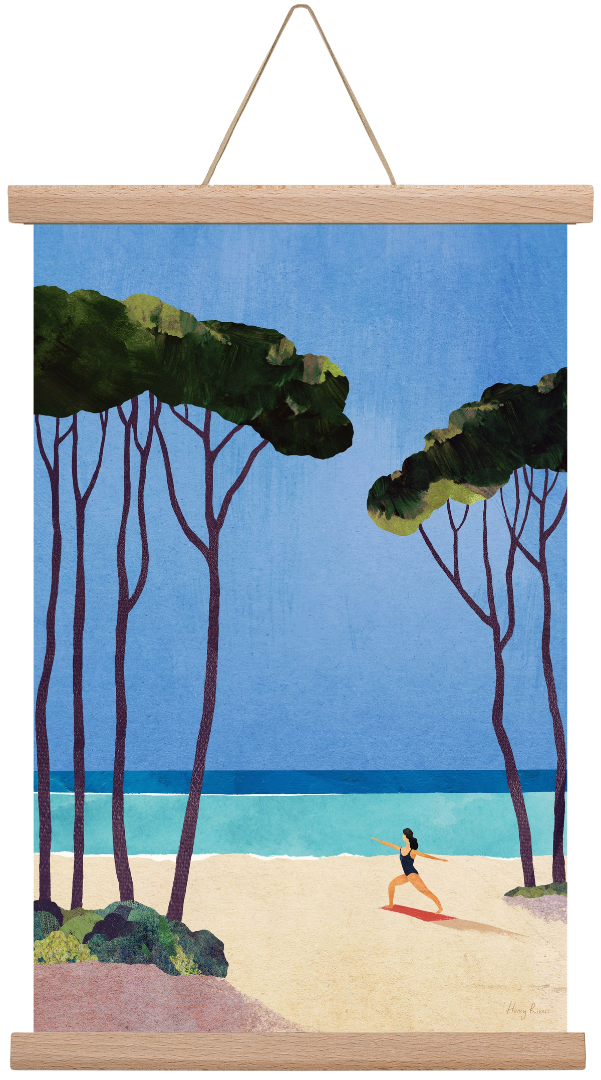 Beach Yoga, 30x45 cm (30x45 cm), Tölgy akasztó