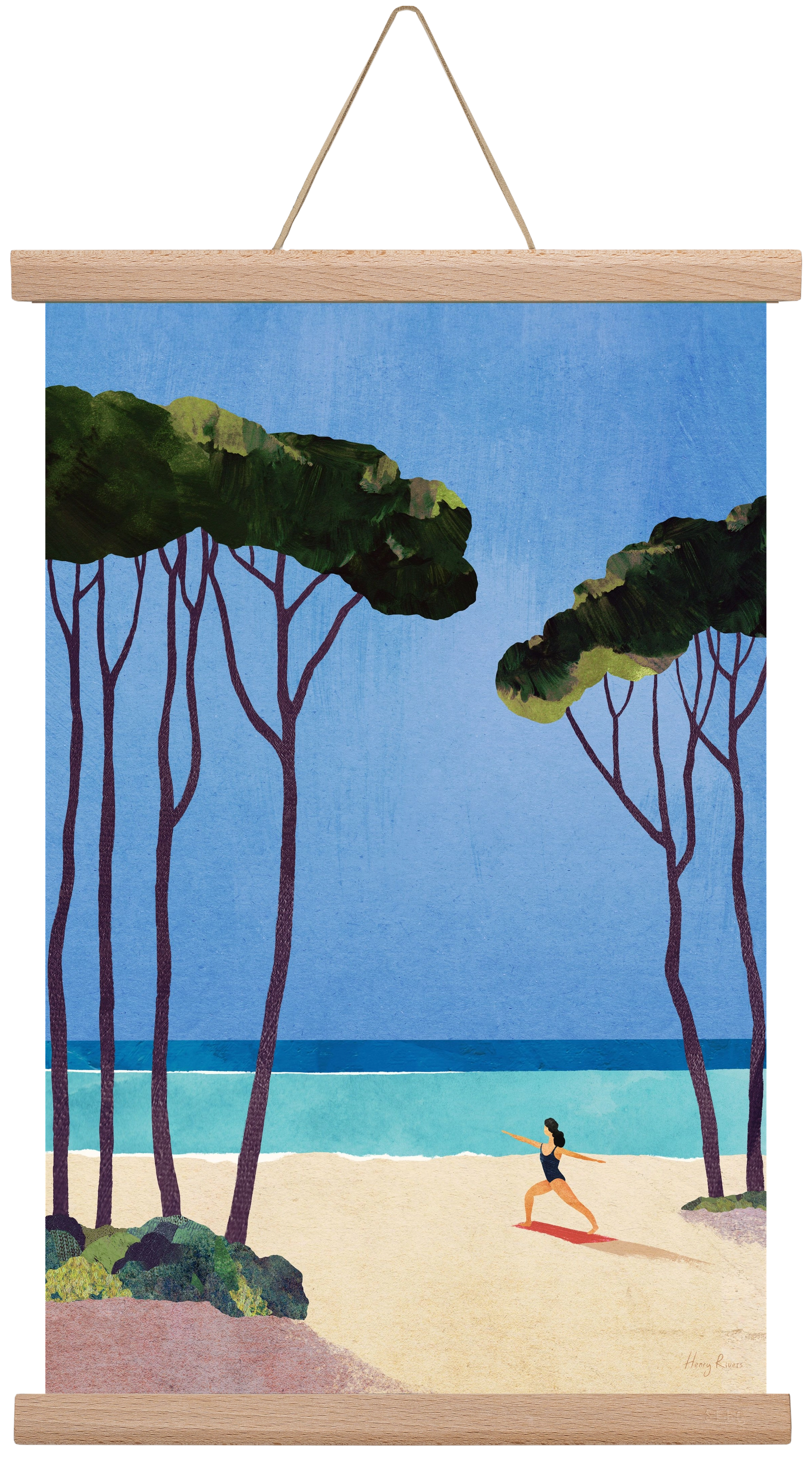 Beach Yoga, 30x45 cm (30x45 cm), Tölgy akasztó