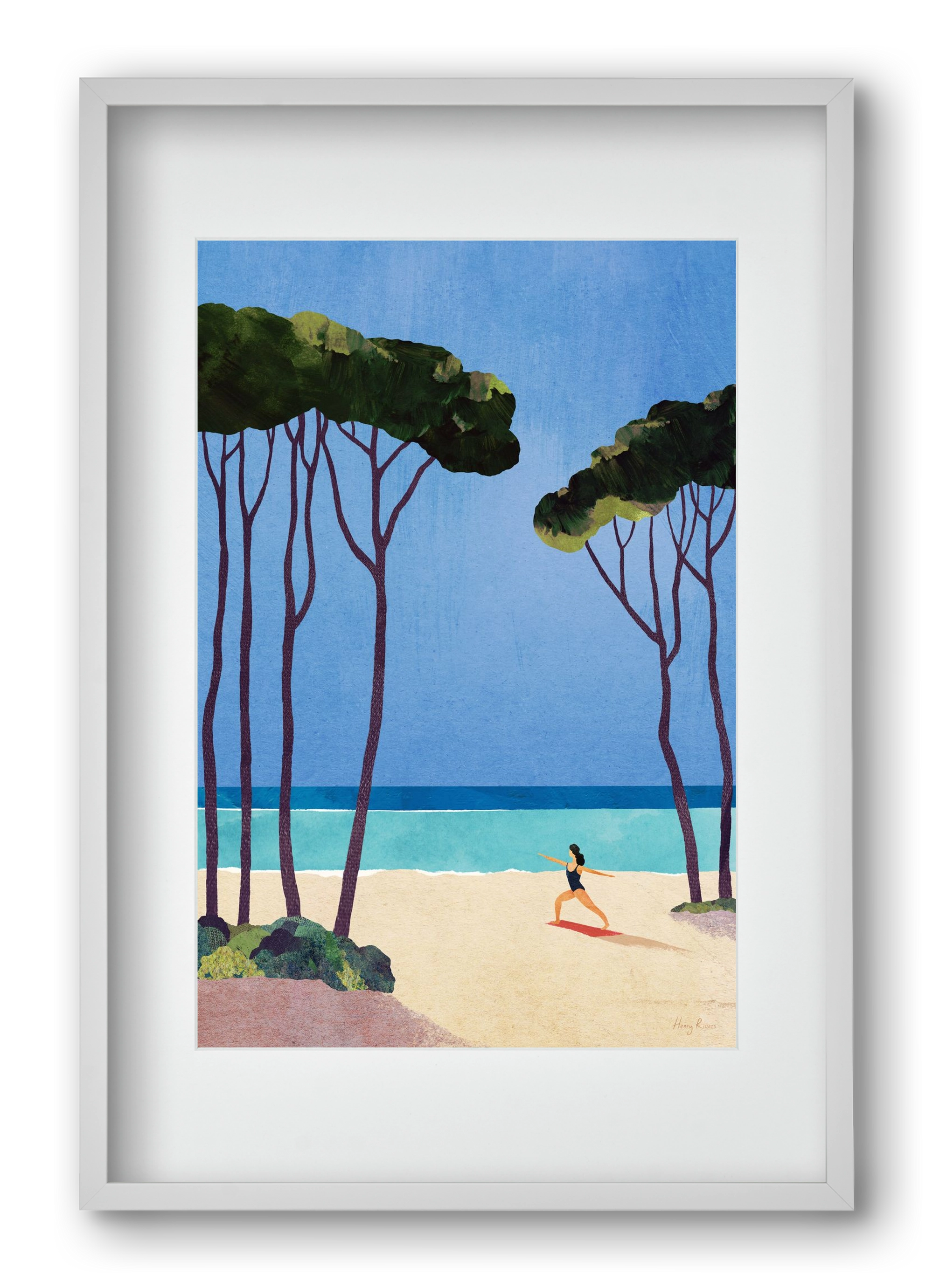 Beach Yoga, 40x60 cm (30x45 cm), Fehér keret, paszpartuval
