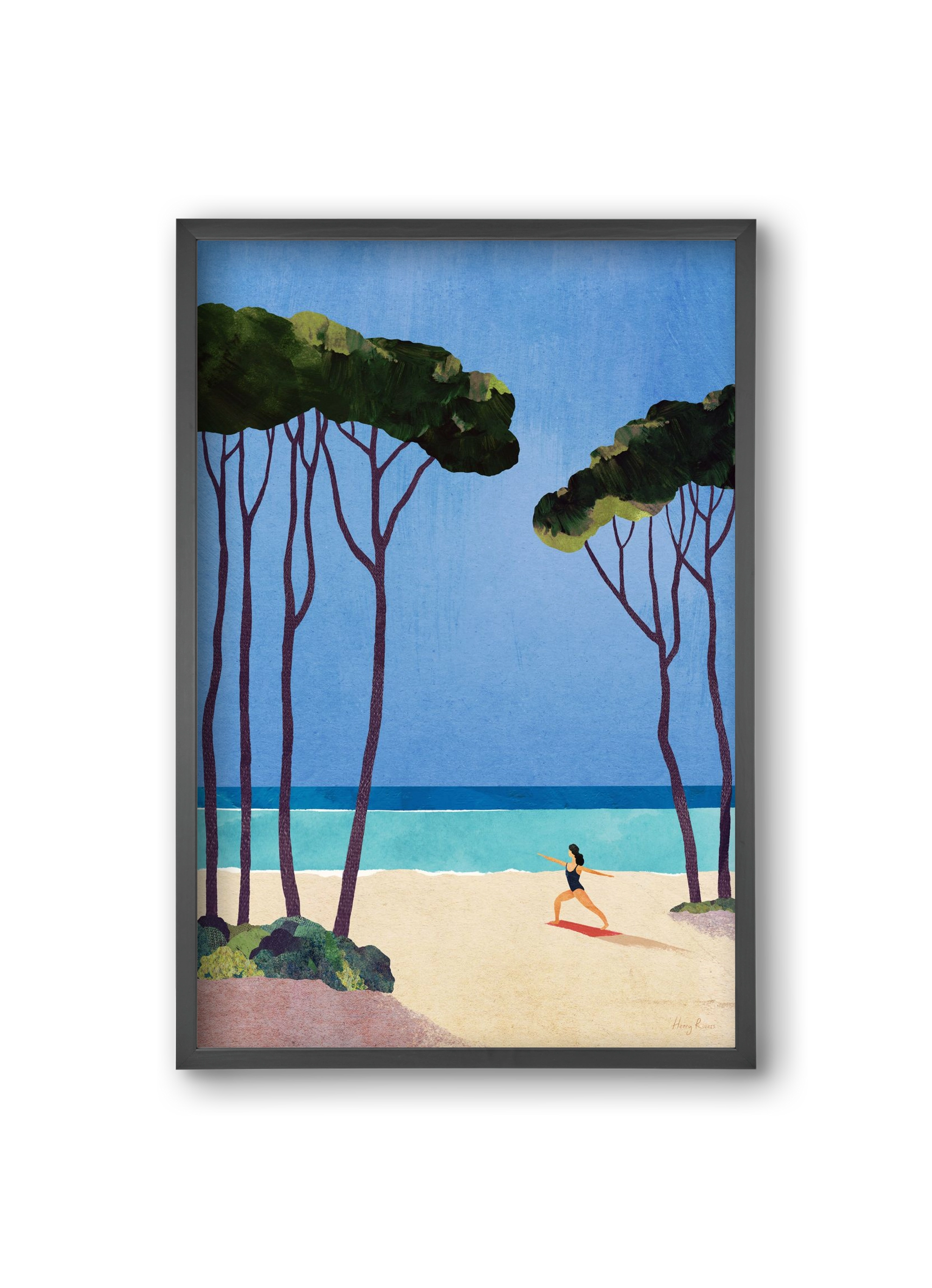 Beach Yoga, 20x30 cm (20x30 cm), Fekete keret
