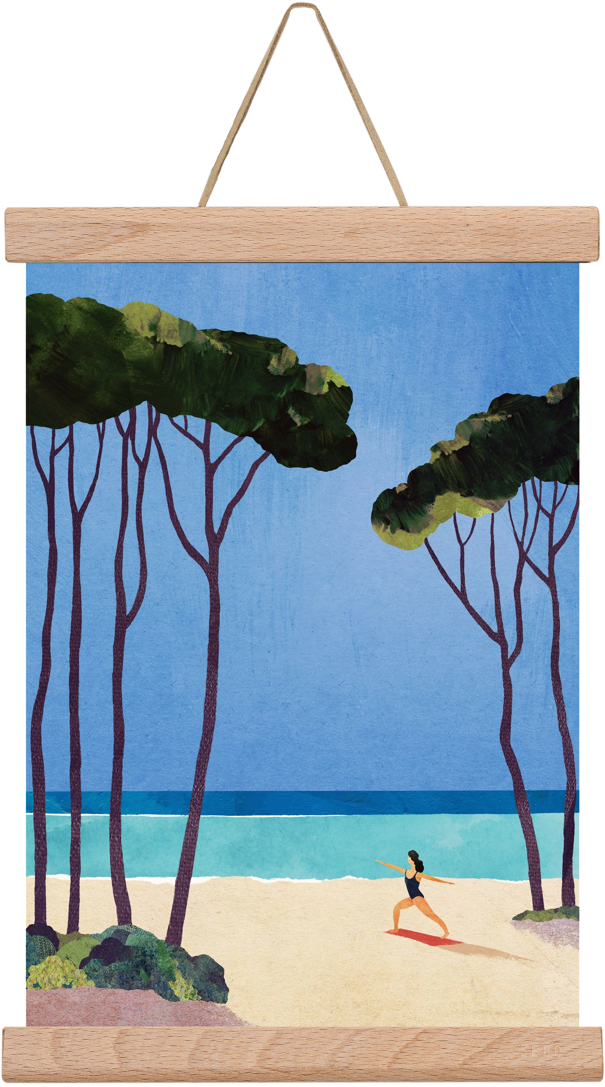 Beach Yoga, 20x30 cm (20x30 cm), Tölgy akasztó