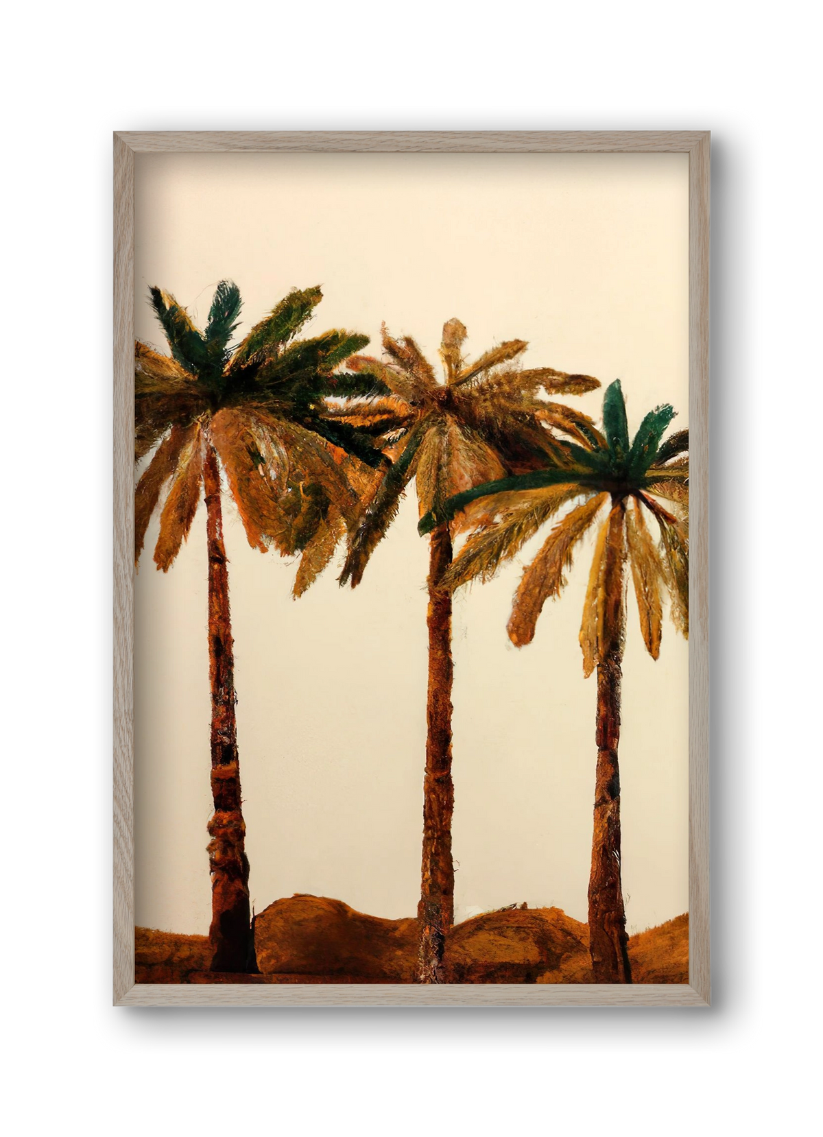 Palm trio , 30x45 cm (30x45 cm), Tölgy keret