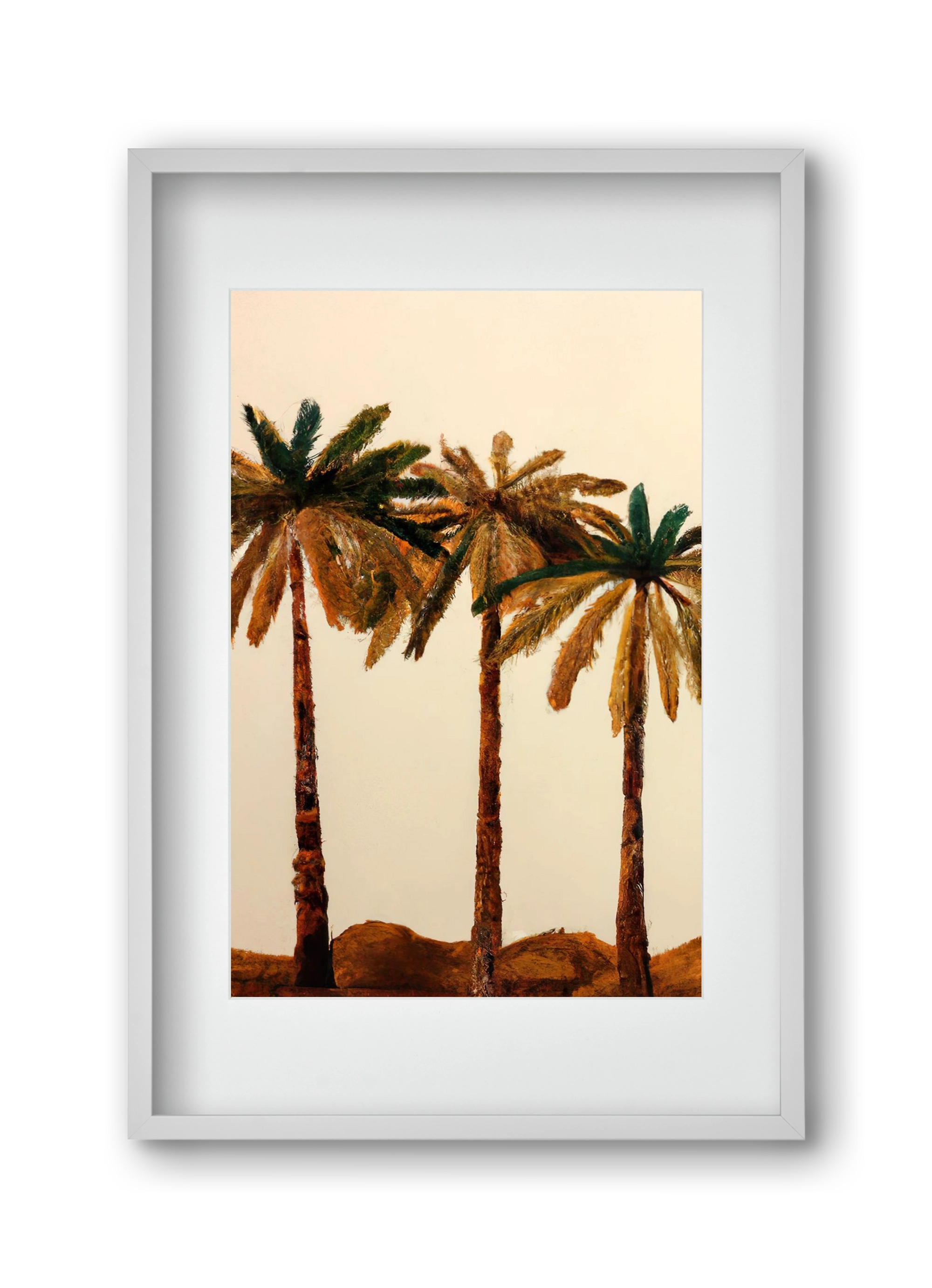 Palm trio , 30x45 cm (20x30 cm), Fehér keret, paszpartuval