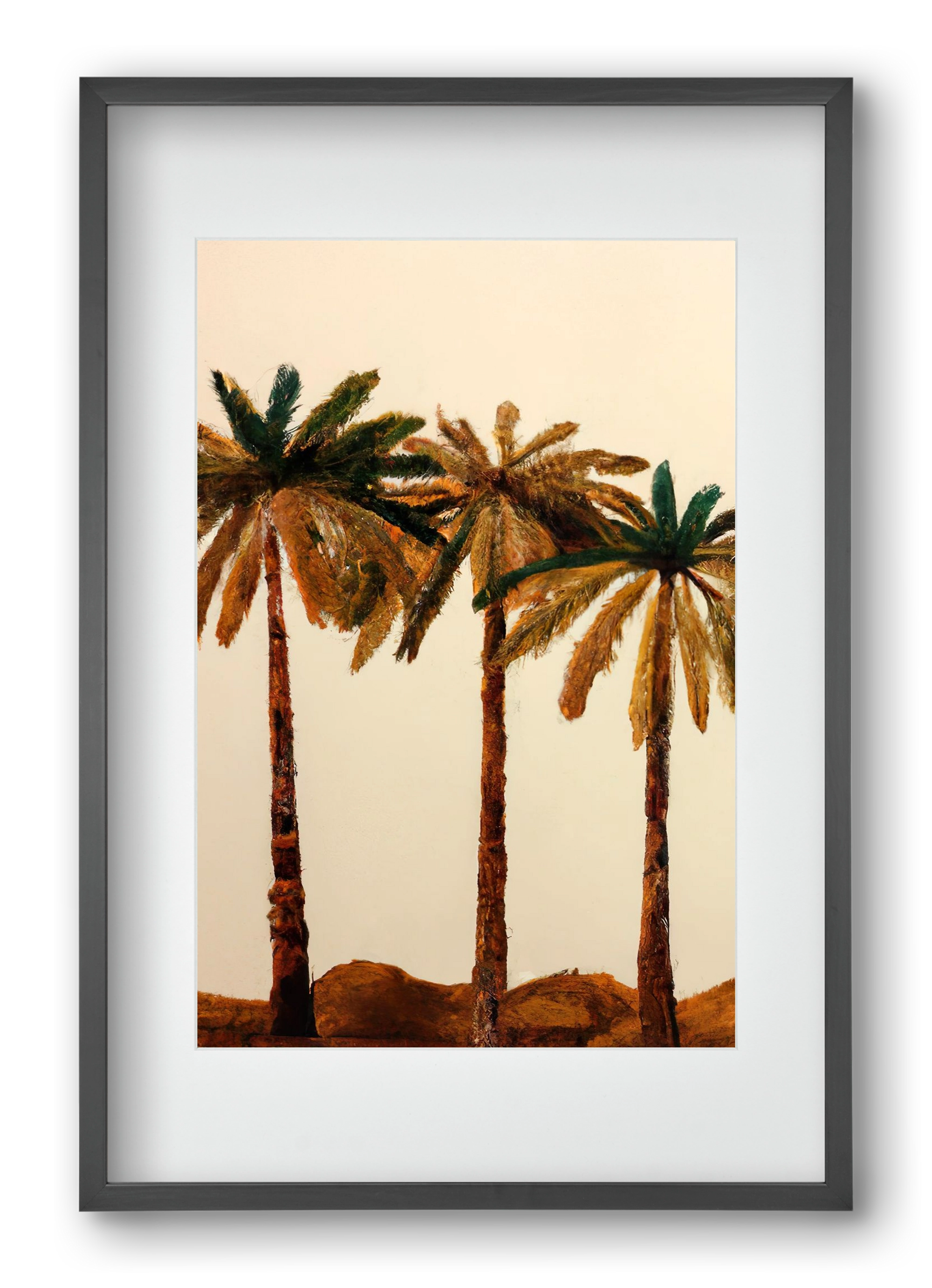 Palm trio , 40x60 cm (30x45 cm), Fekete keret, paszpartuval