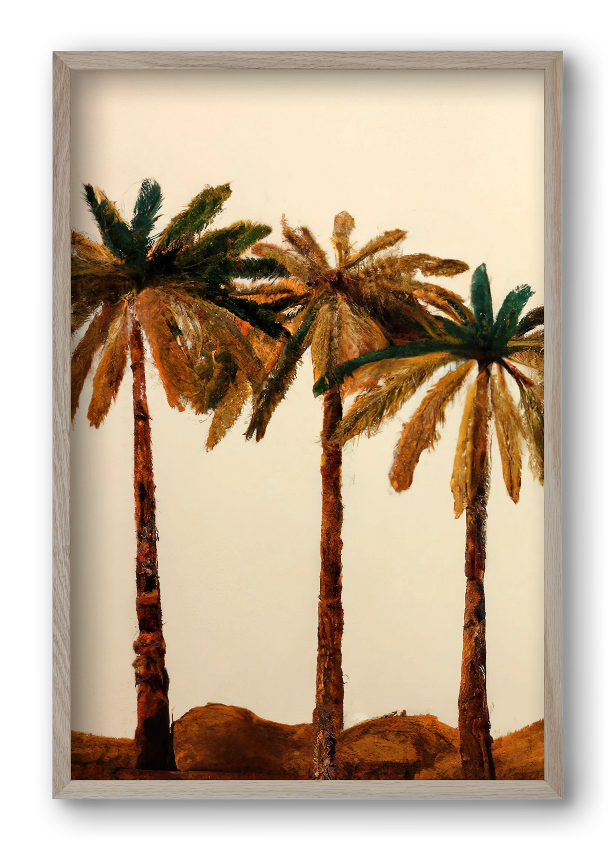 Palm trio , 40x60 cm (40x60 cm), Tölgy keret