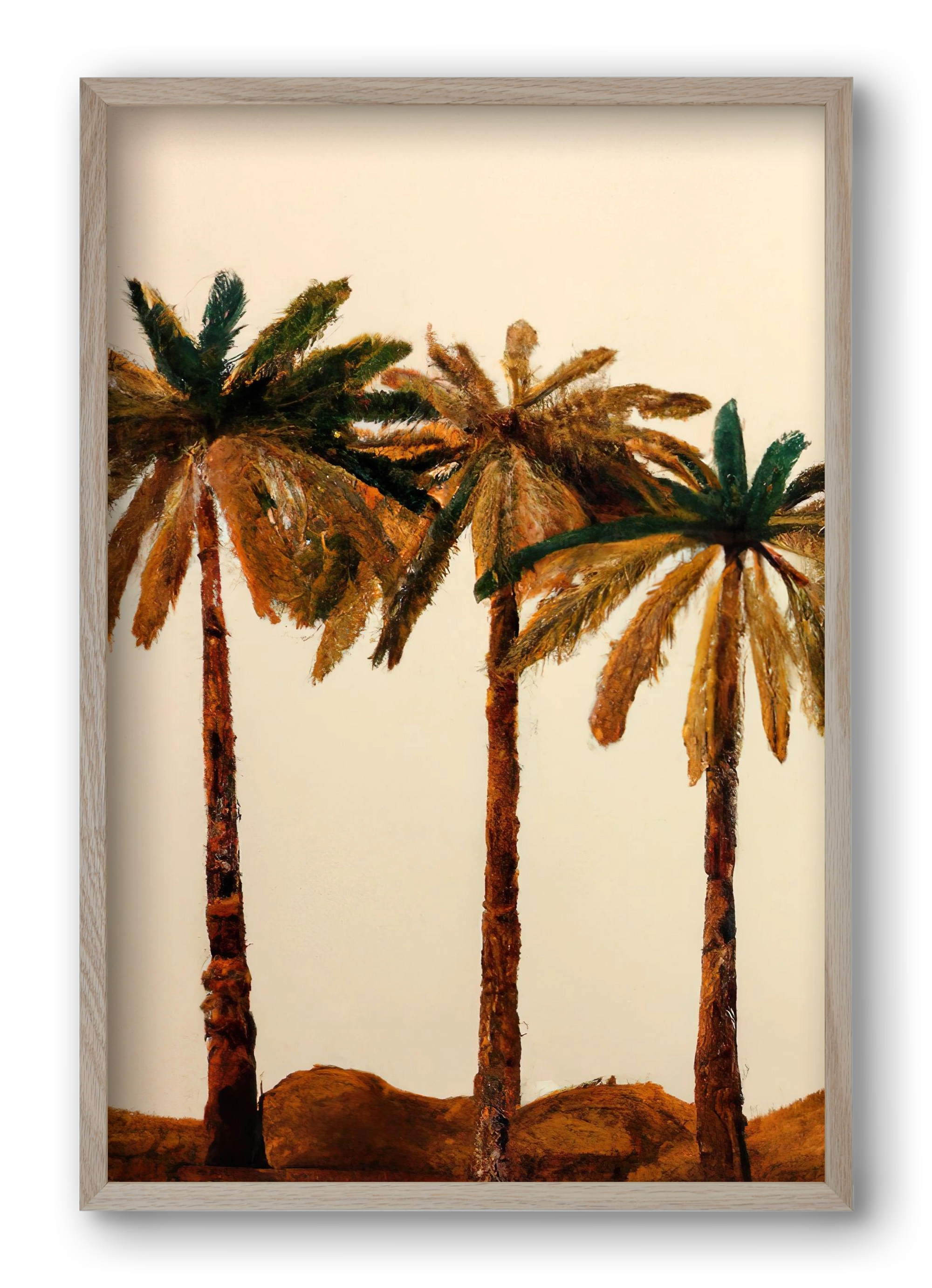 Palm trio , 40x60 cm (40x60 cm), Tölgy keret