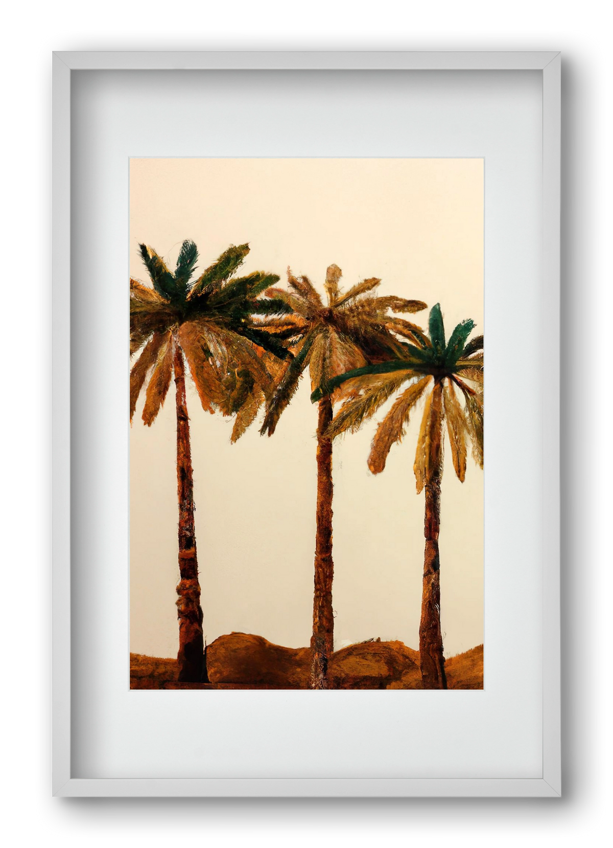 Palm trio , 40x60 cm (30x45 cm), Fehér keret, paszpartuval
