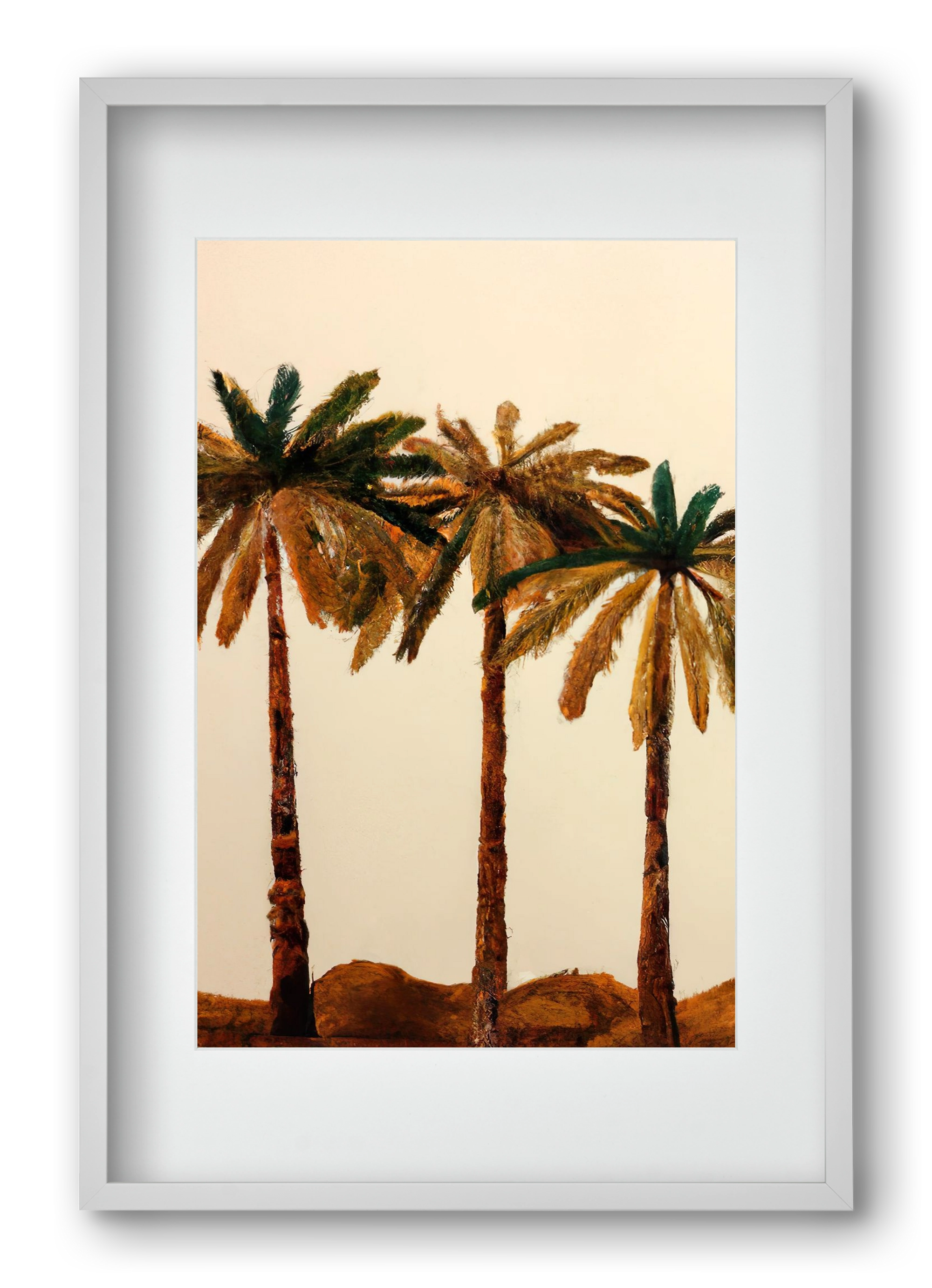 Palm trio , 40x60 cm (30x45 cm), Fehér keret, paszpartuval