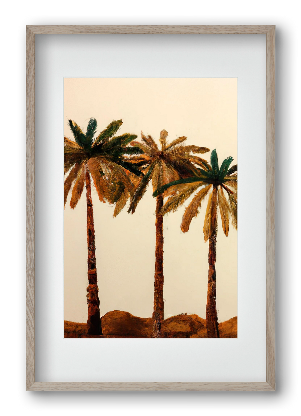 Palm trio , 40x60 cm (30x45 cm), Tölgy keret, paszpartuval