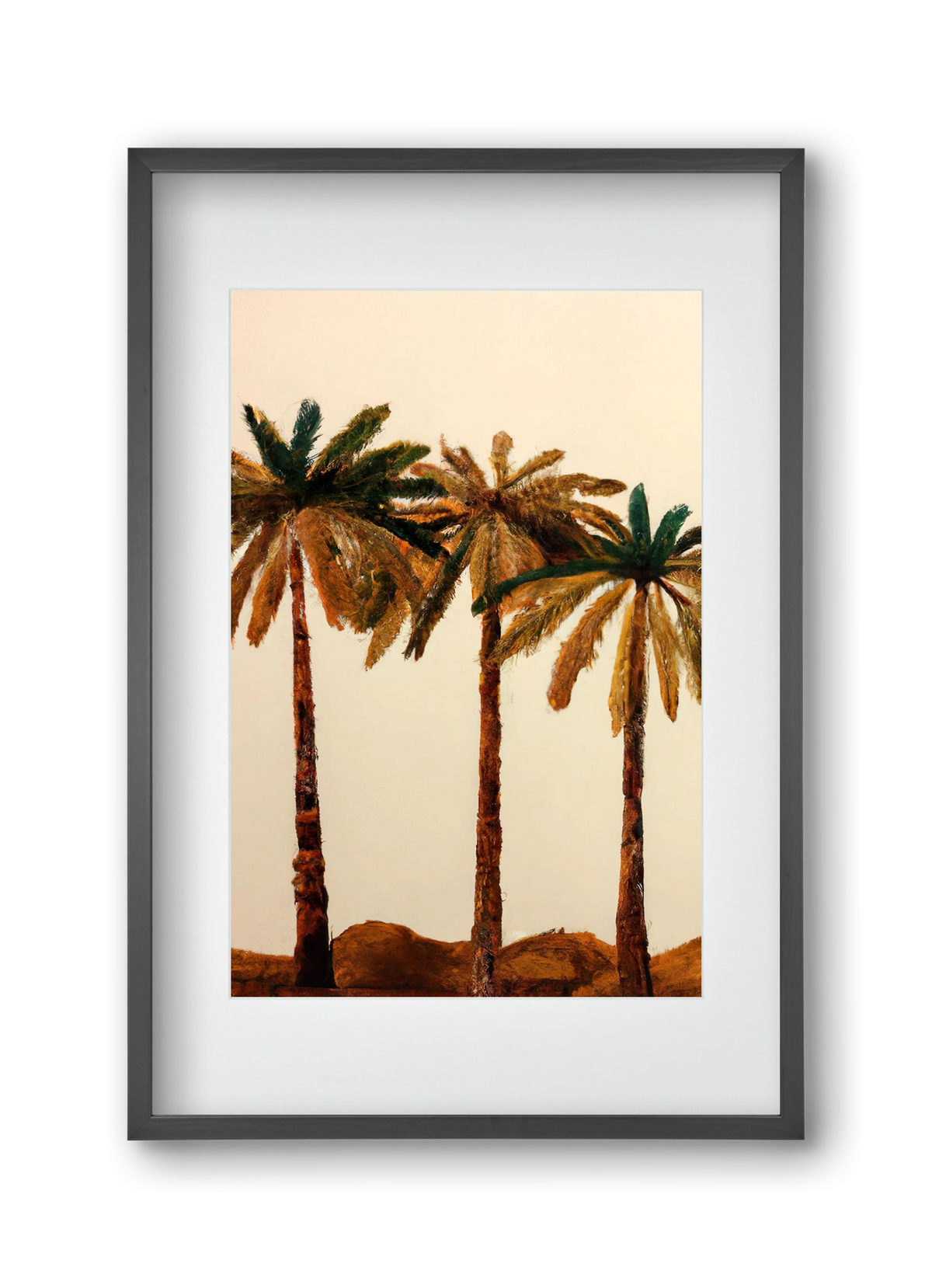 Palm trio , 30x45 cm (20x30 cm), Fekete keret, paszpartuval