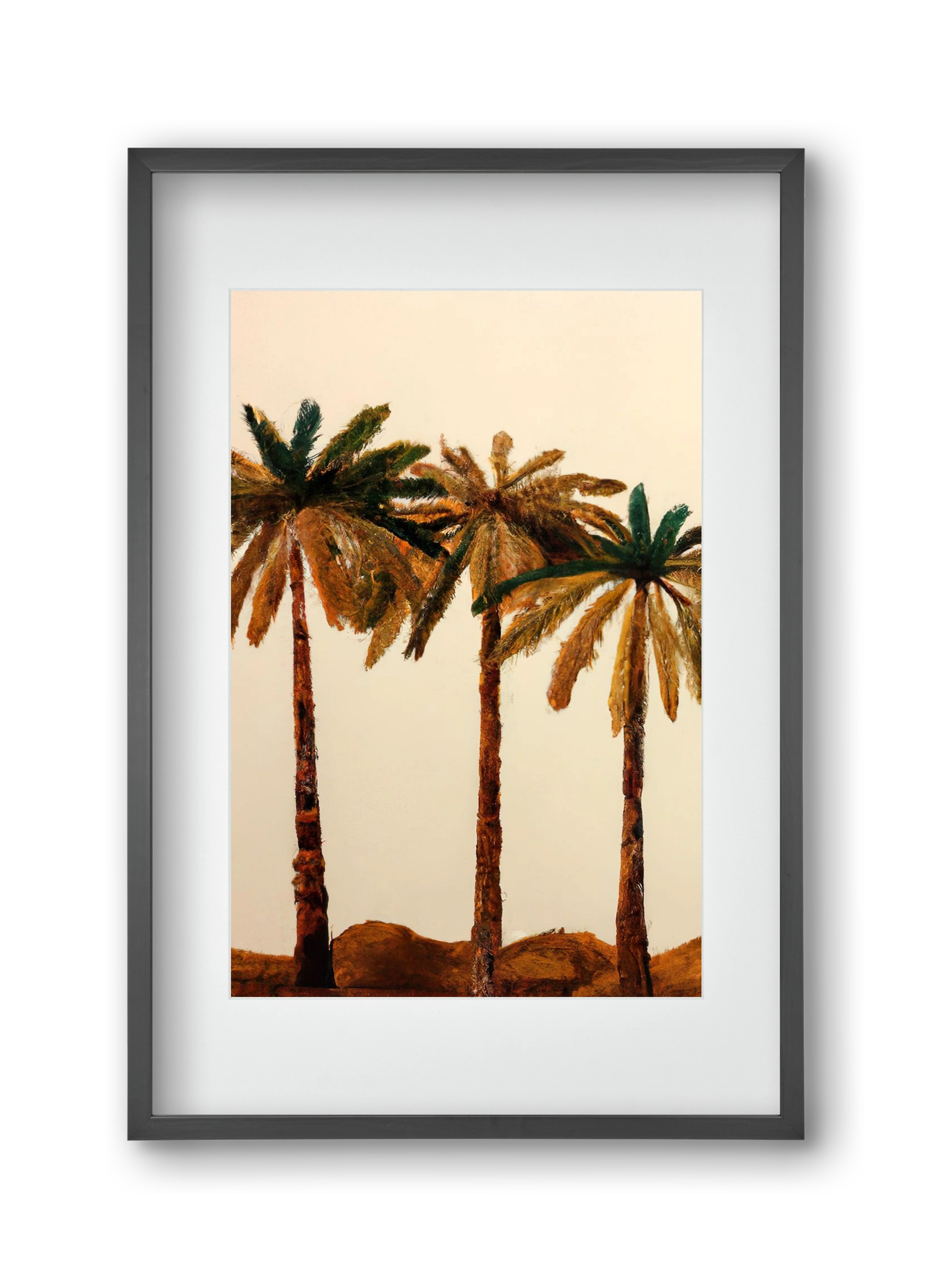Palm trio , 30x45 cm (20x30 cm), Fekete keret, paszpartuval
