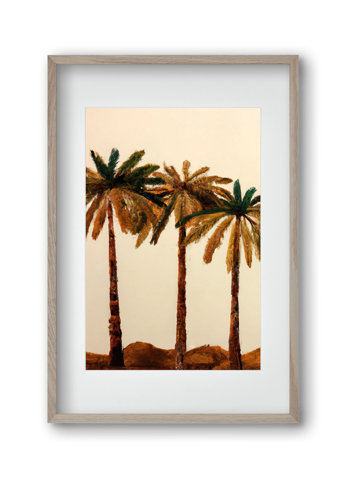 Palm trio , 30x45 cm (20x30 cm), Tölgy keret, paszpartuval