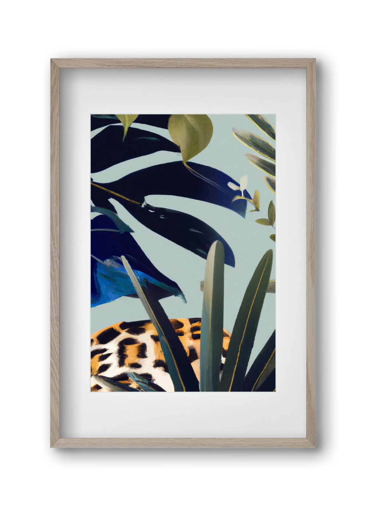 Hidden leopard, 30x45 cm (20x30 cm), Tölgy keret, paszpartuval