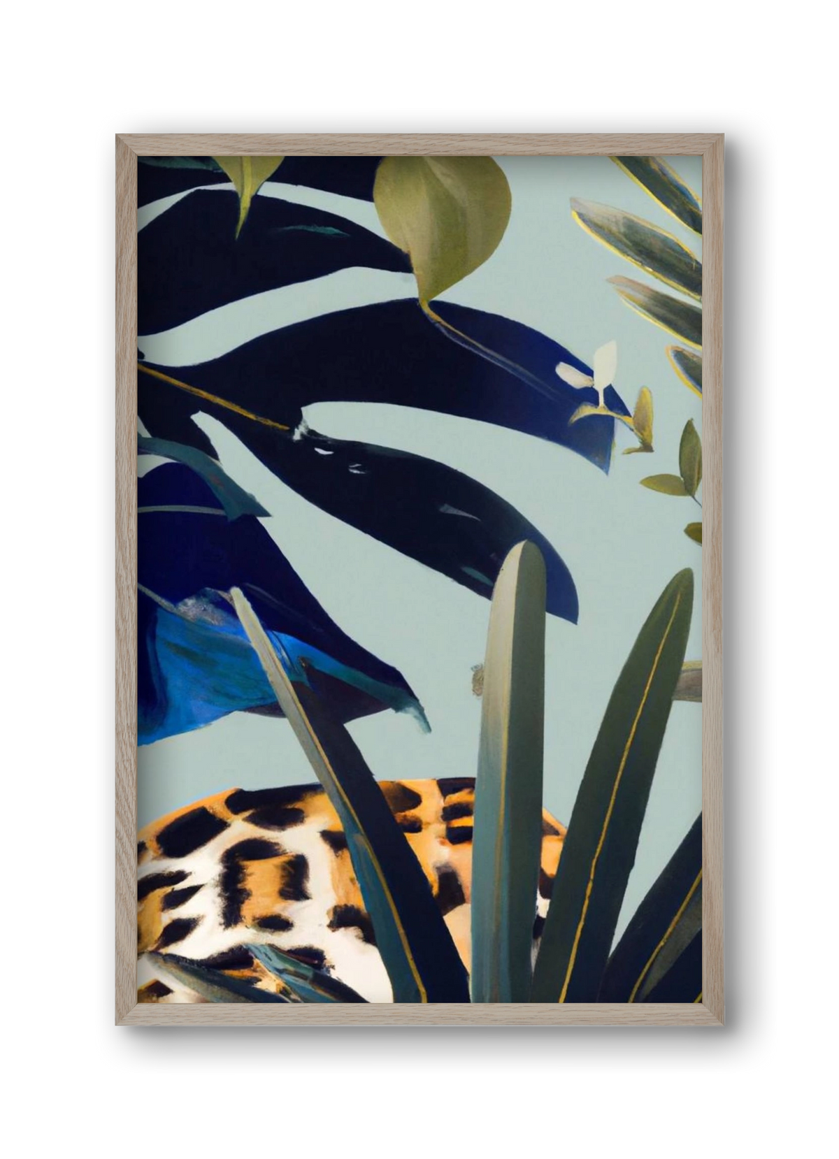 Hidden leopard, 30x45 cm (30x45 cm), Tölgy keret