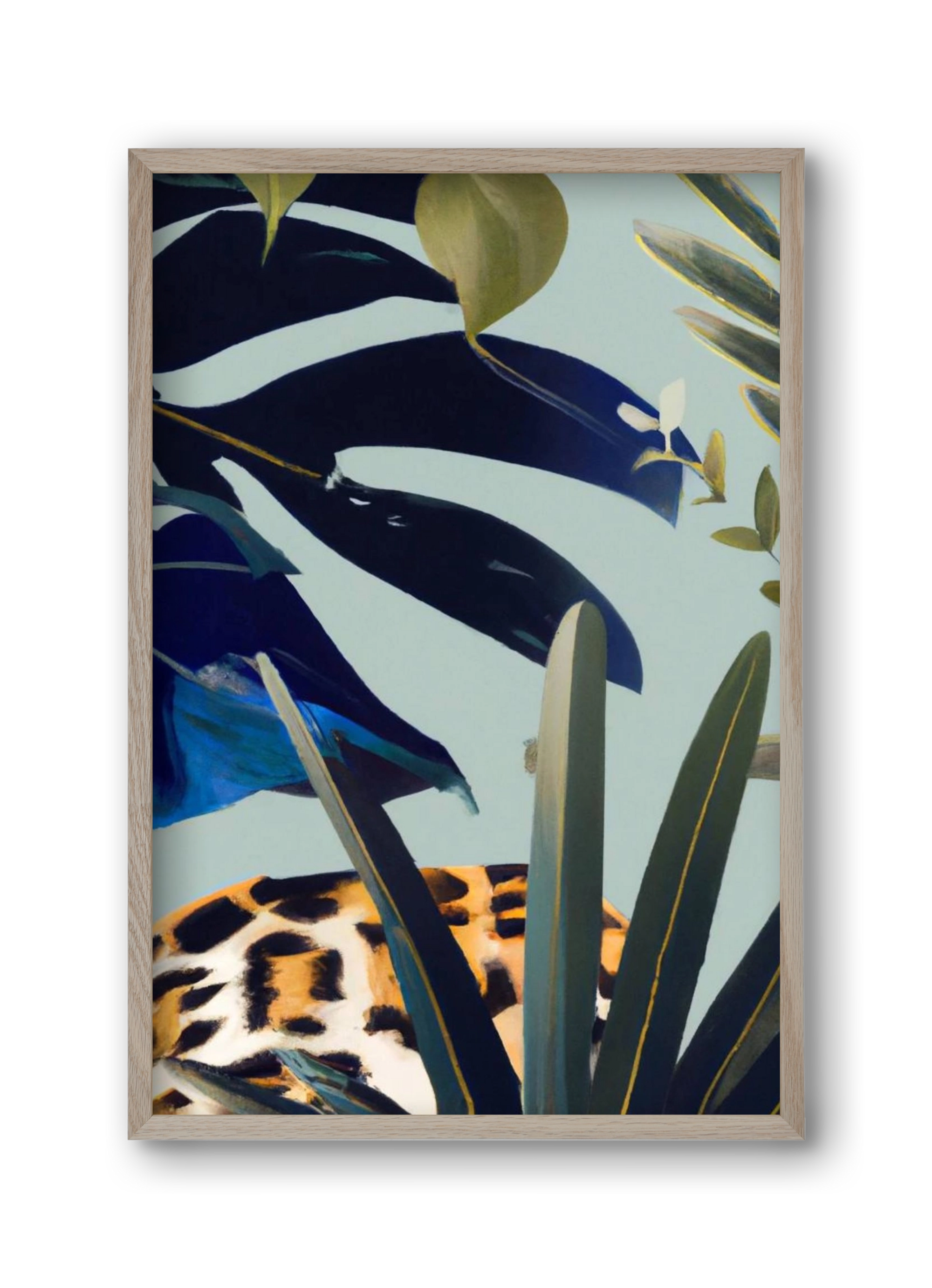 Hidden leopard, 30x45 cm (30x45 cm), Tölgy keret