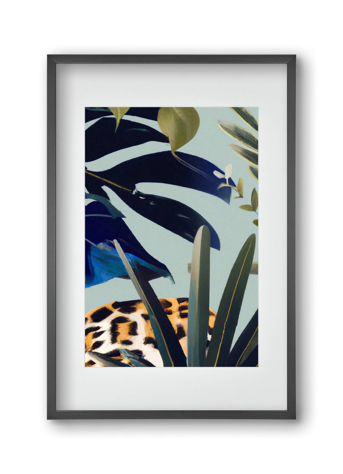 Hidden leopard, 30x45 cm (20x30 cm), Fekete keret, paszpartuval