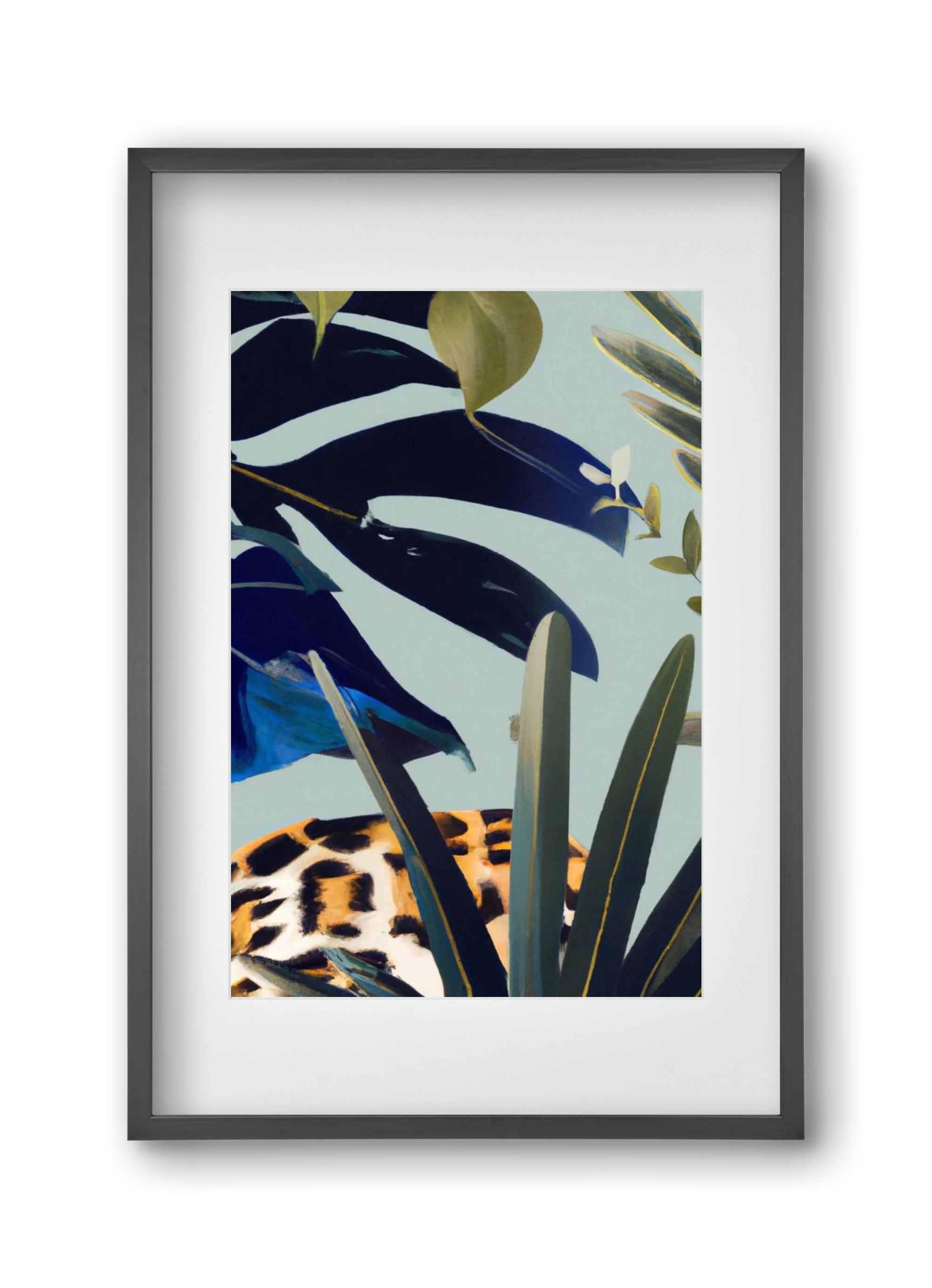 Hidden leopard, 30x45 cm (20x30 cm), Fekete keret, paszpartuval