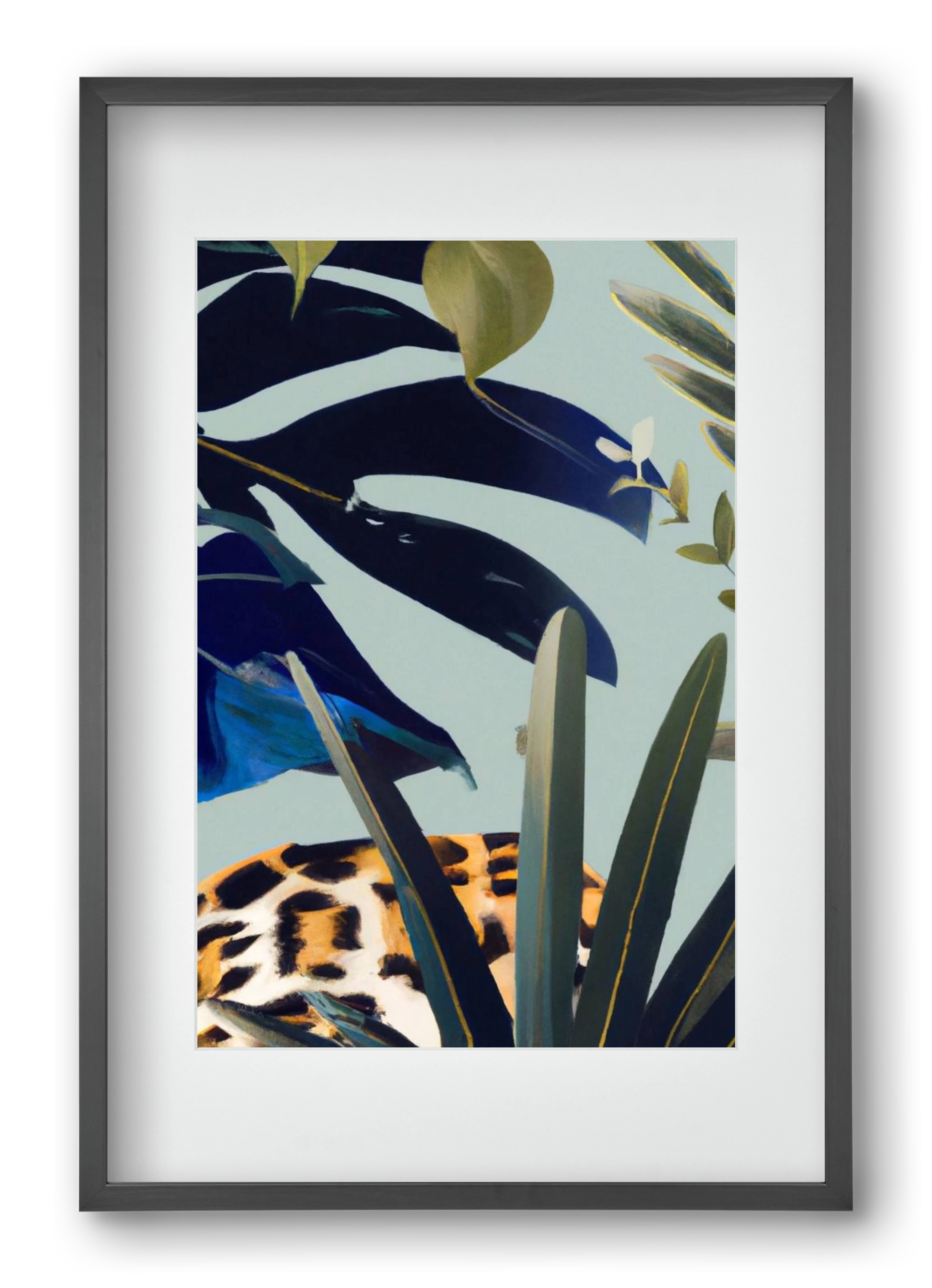 Hidden leopard, 40x60 cm (30x45 cm), Fekete keret, paszpartuval