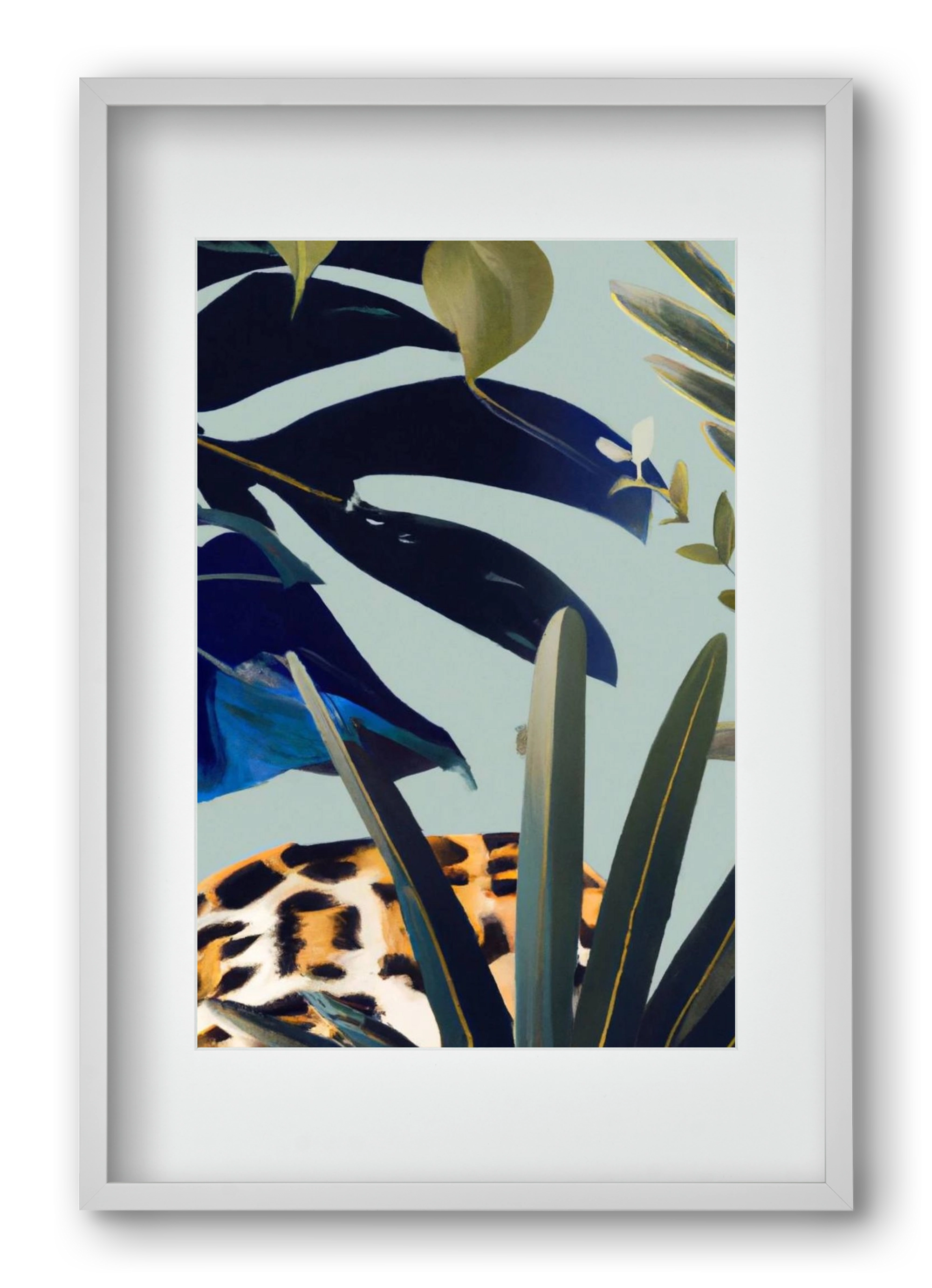 Hidden leopard, 40x60 cm (30x45 cm), Fehér keret, paszpartuval