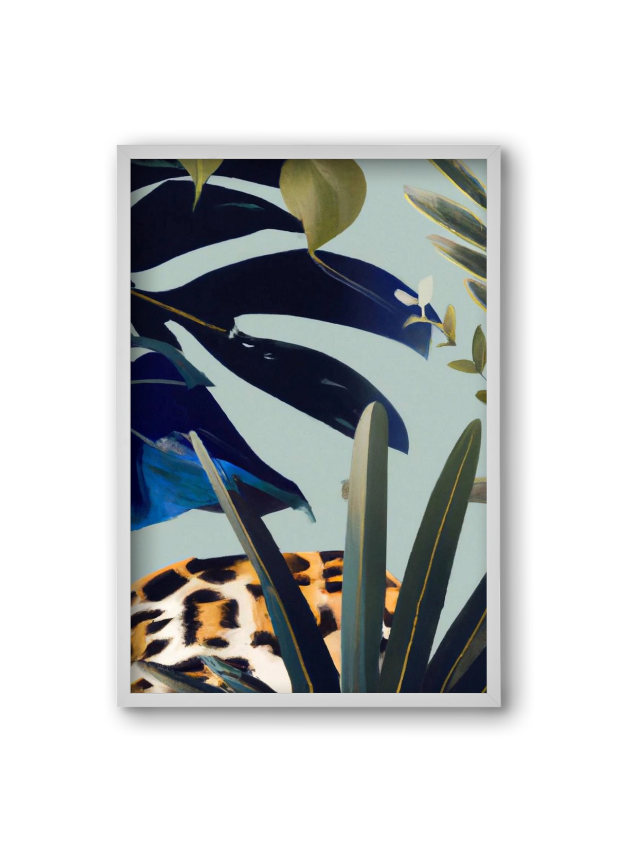 Hidden leopard, 20x30 cm (20x30 cm), Fehér keret