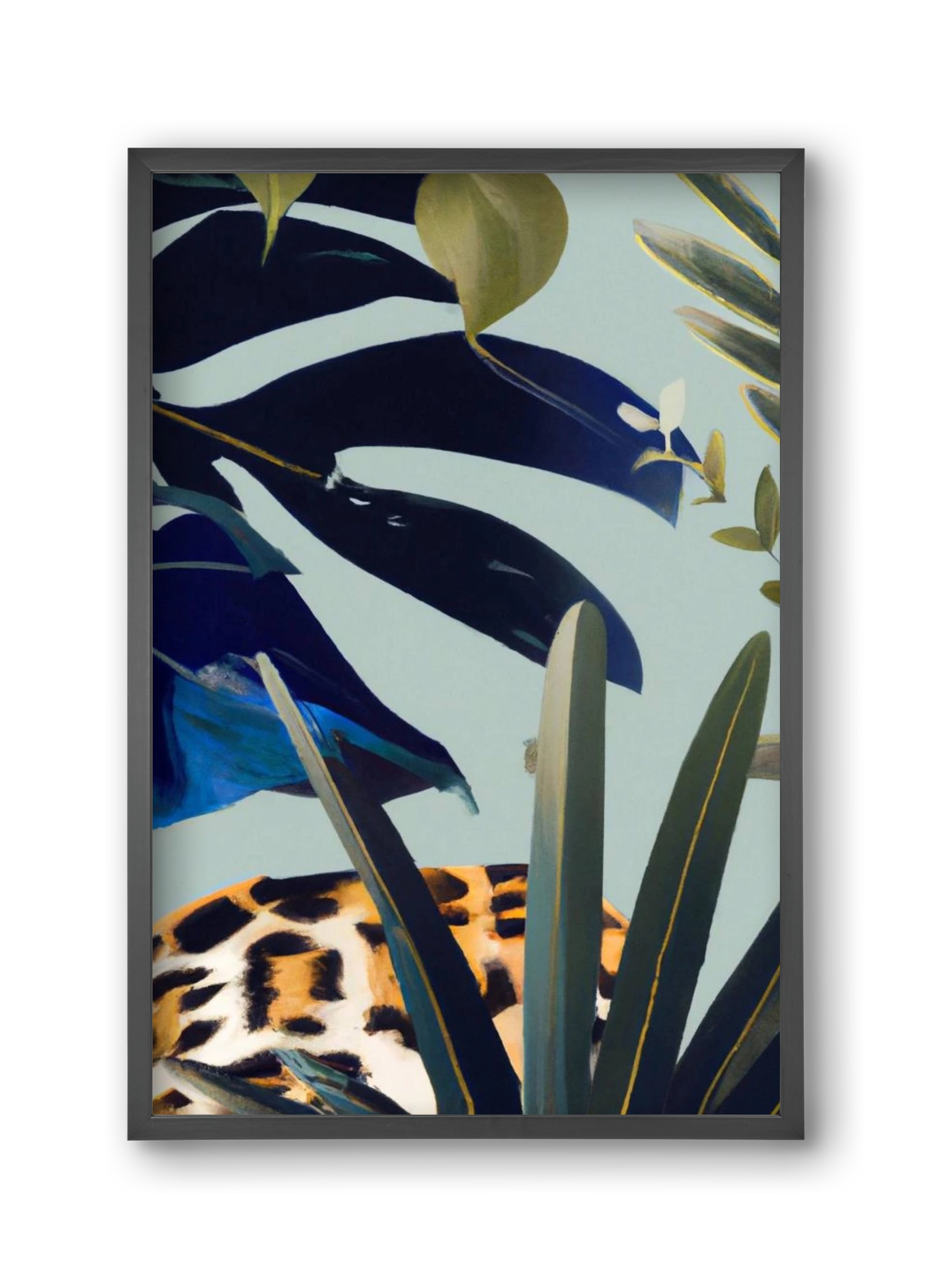 Hidden leopard, 30x45 cm (30x45 cm), Fekete keret