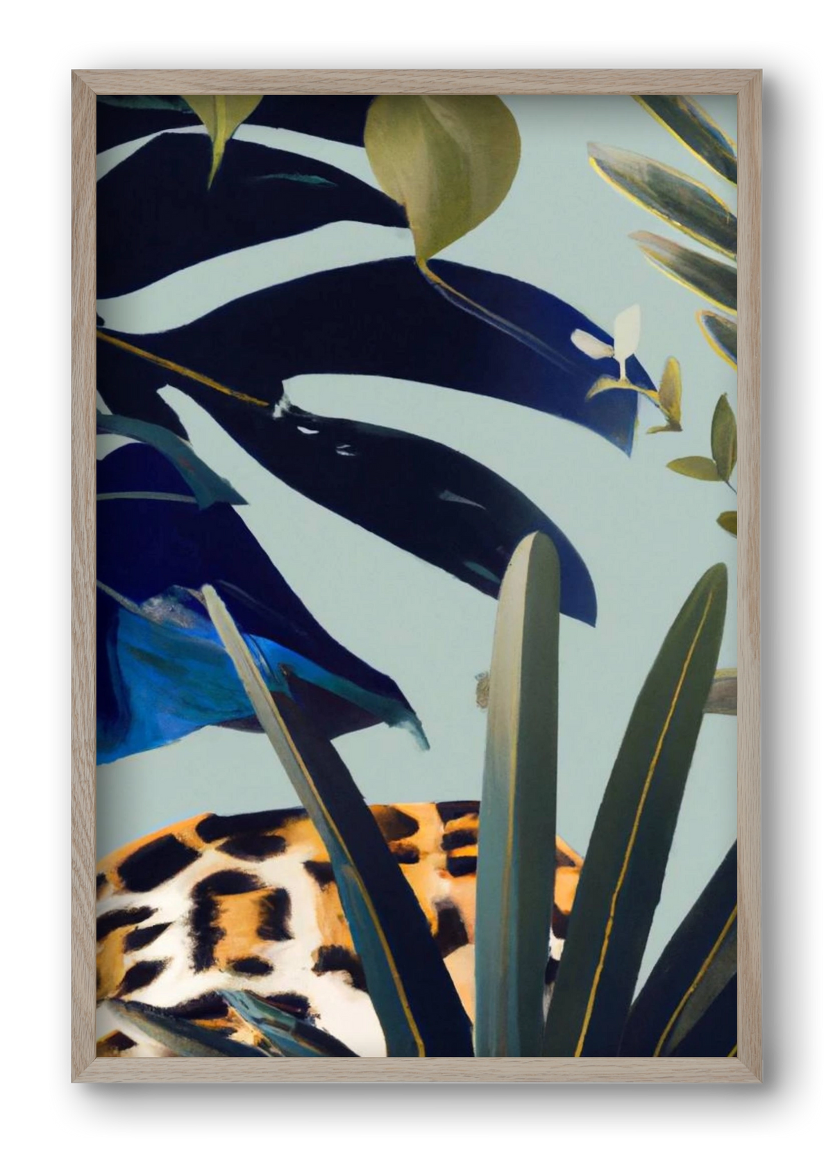 Hidden leopard, 40x60 cm (40x60 cm), Tölgy keret