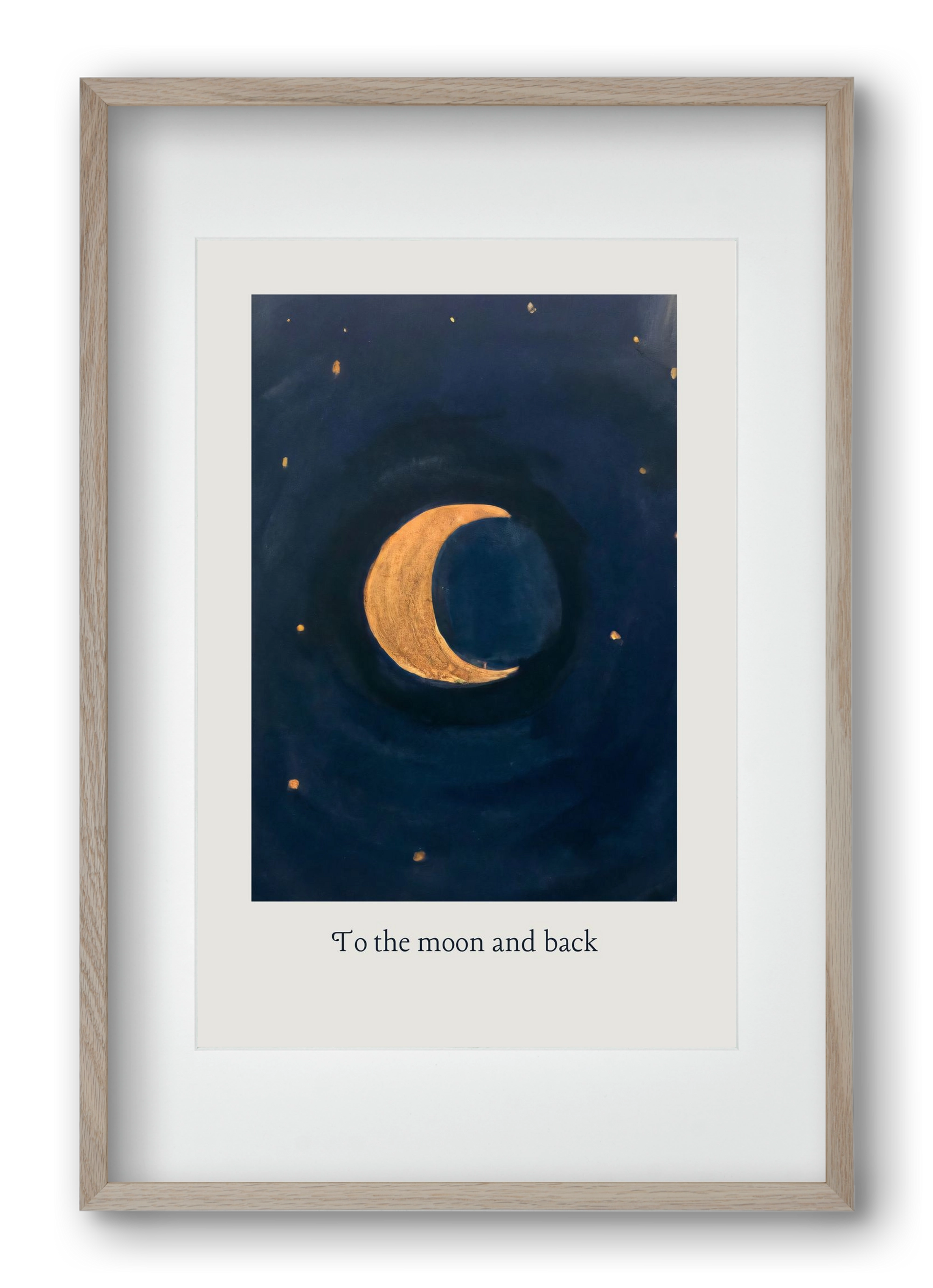To the moon and back, 40x60 cm (30x45 cm), Tölgy keret, paszpartuval
